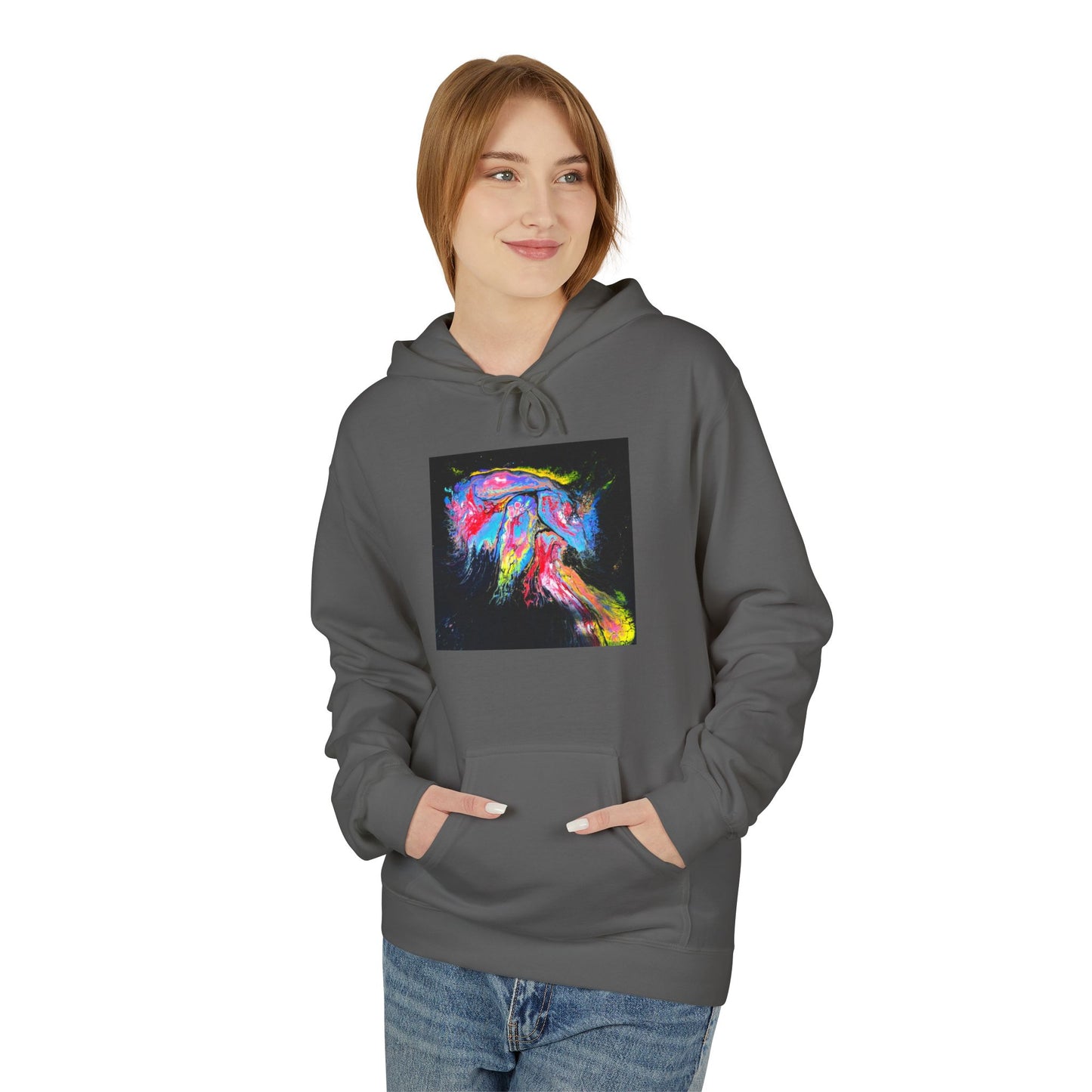 Vibrant Artistic Hoodie, Colorful Fleece Sweatshirt for Art Lovers, Cozy Casual Wear, Unique Gift for Birthdays, Creative Apparel