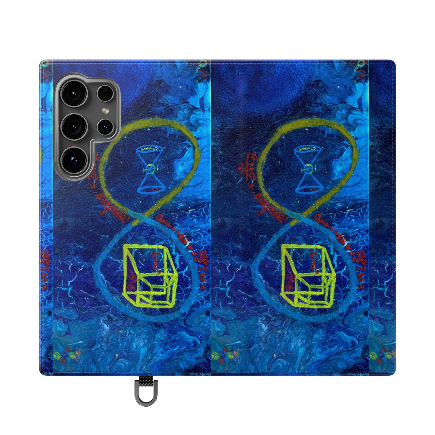 Artistic Flip Cases for Phone, Unique Blue Hourglass Design, Smartphone Wallet, Gift for Artists, Artsy Accessories
