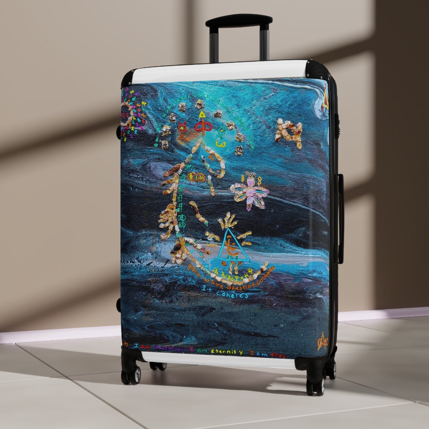 Suitcase - Nautical Blue Artistic Moon & Stars Carry-On Luggage