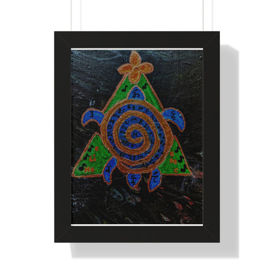 Colorful Turtle Framed Vertical Poster, Art Print for Home Decor, Unique Gift for Ocean Lovers, Cute Wall Art, Nature-Inspired Decoration