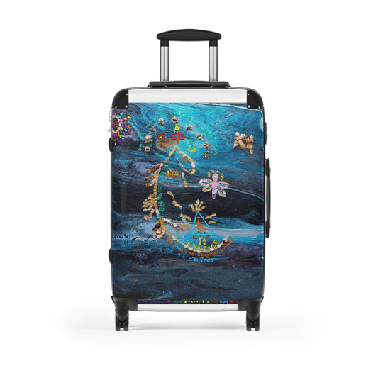 Suitcase - Nautical Blue Artistic Moon & Stars Carry-On Luggage