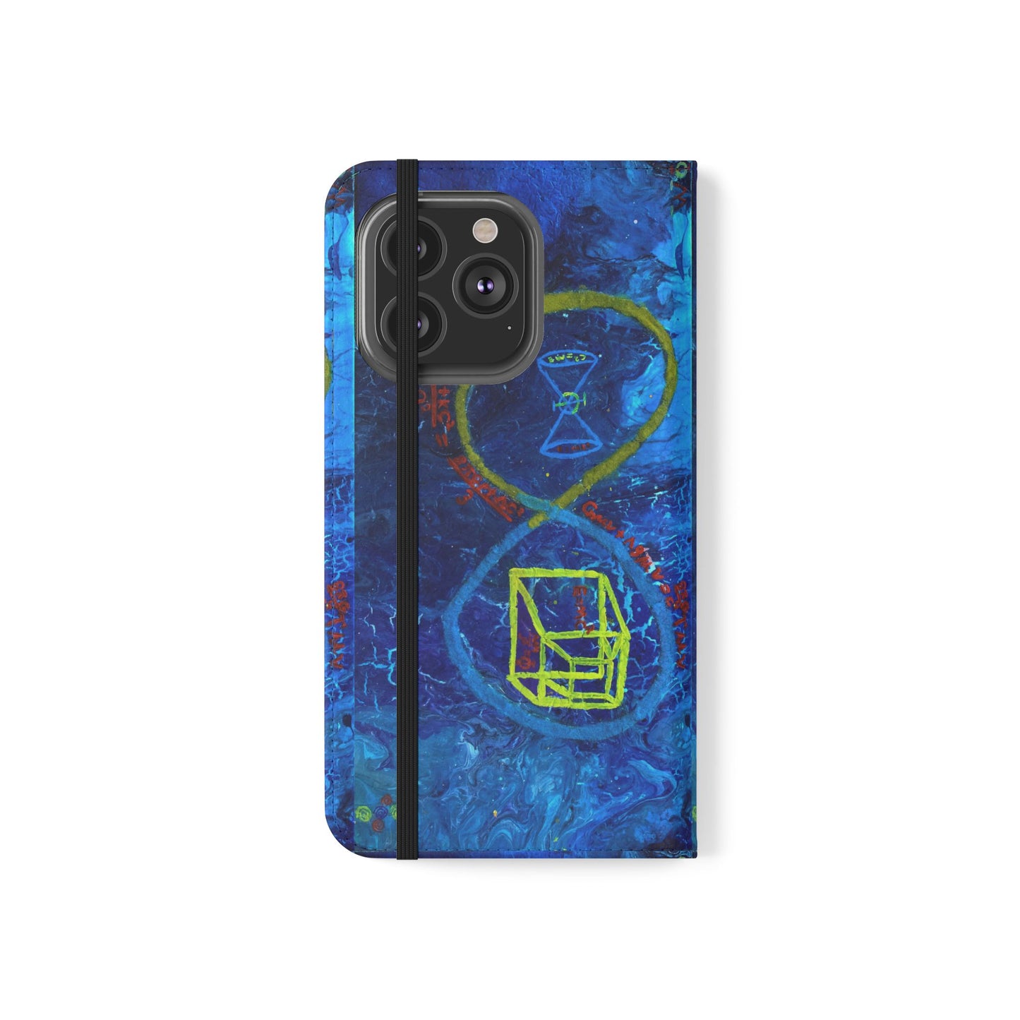 Artistic Flip Cases for Phone, Unique Blue Hourglass Design, Smartphone Wallet, Gift for Artists, Artsy Accessories