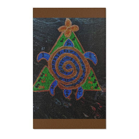 Bohemian Area Rug - Colorful Turtle and Triangle Design, Living Room Decor, Home Accent, Gift for Nature Lovers, Eco-Friendly Floor Mat