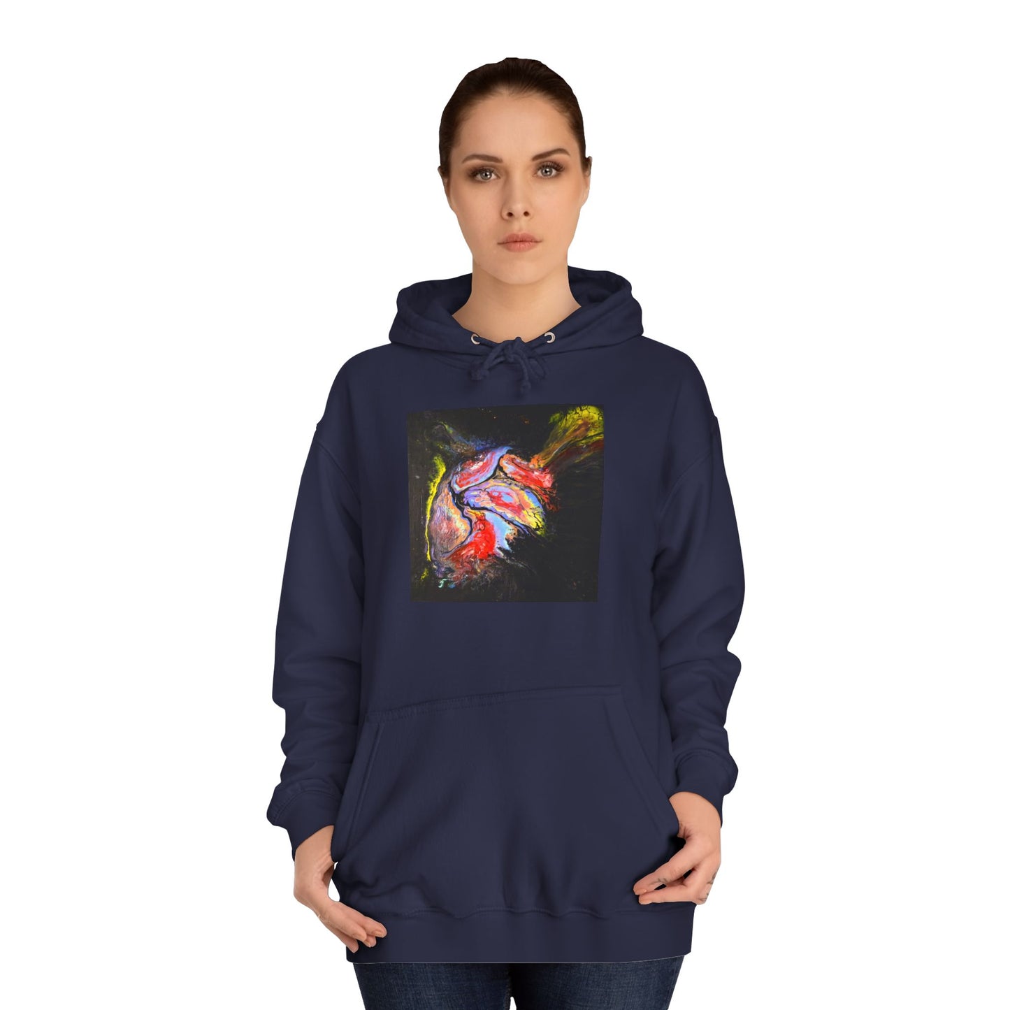 Artistic Heart Unisex Hoodie, Cozy College Apparel, Unique Design, Everyday Wear, Great Gift for Students, Colorful Graphic