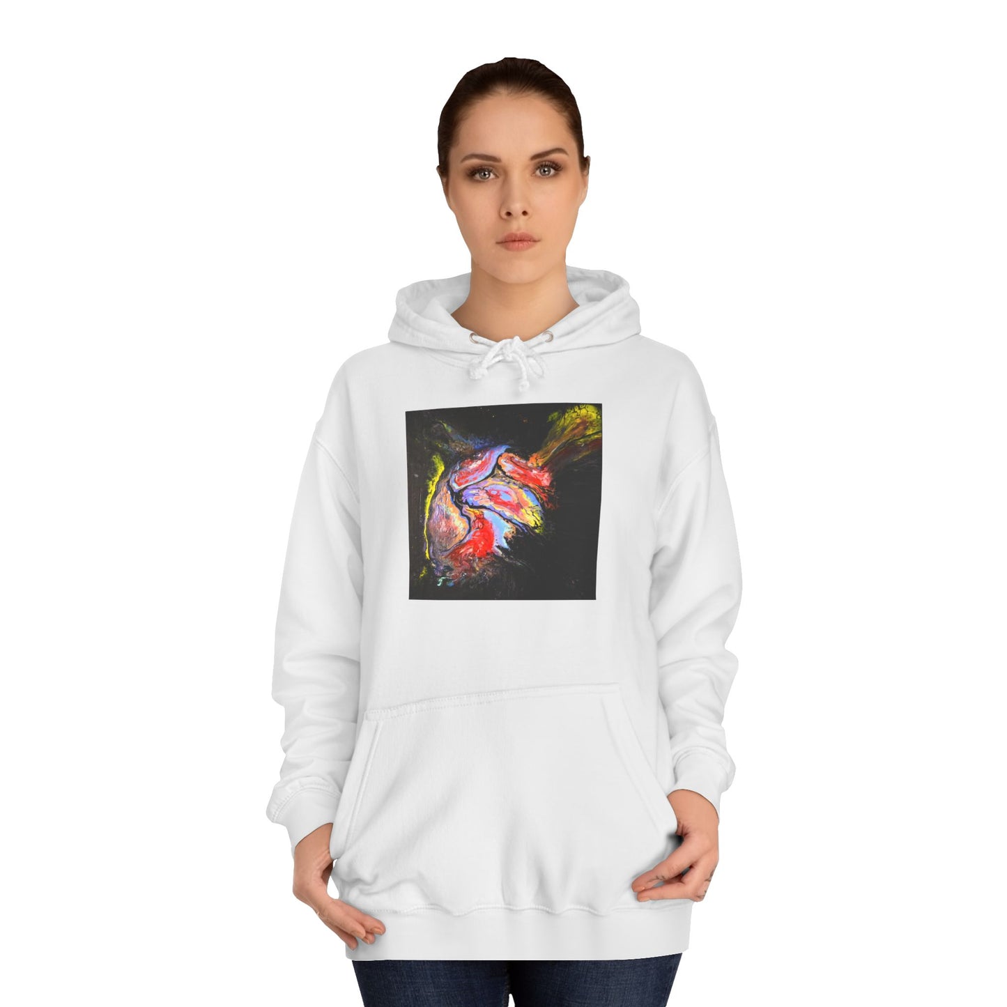 Artistic Heart Unisex Hoodie, Cozy College Apparel, Unique Design, Everyday Wear, Great Gift for Students, Colorful Graphic