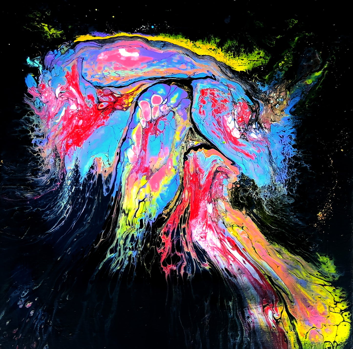 SANDALFON (KEY OF LOVE) ORIGINAL PAINT POUR PRINT