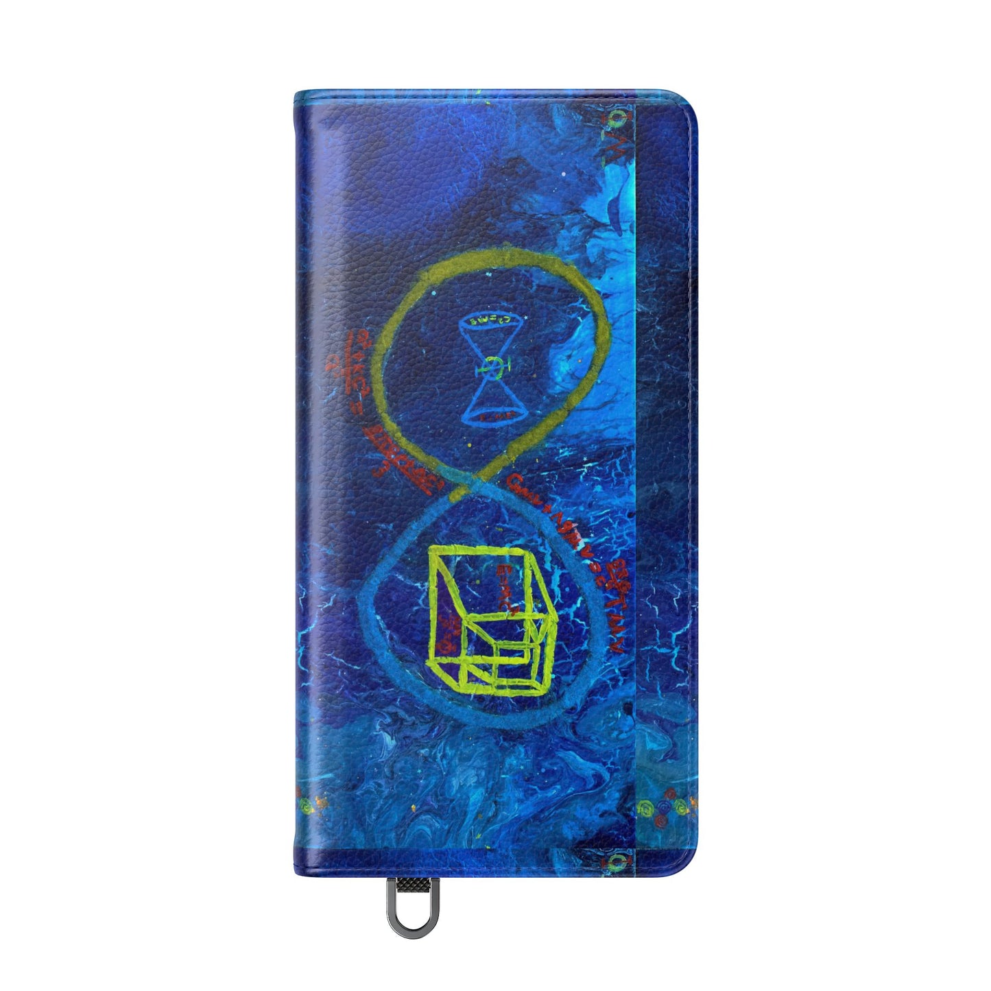 Artistic Flip Cases for Phone, Unique Blue Hourglass Design, Smartphone Wallet, Gift for Artists, Artsy Accessories
