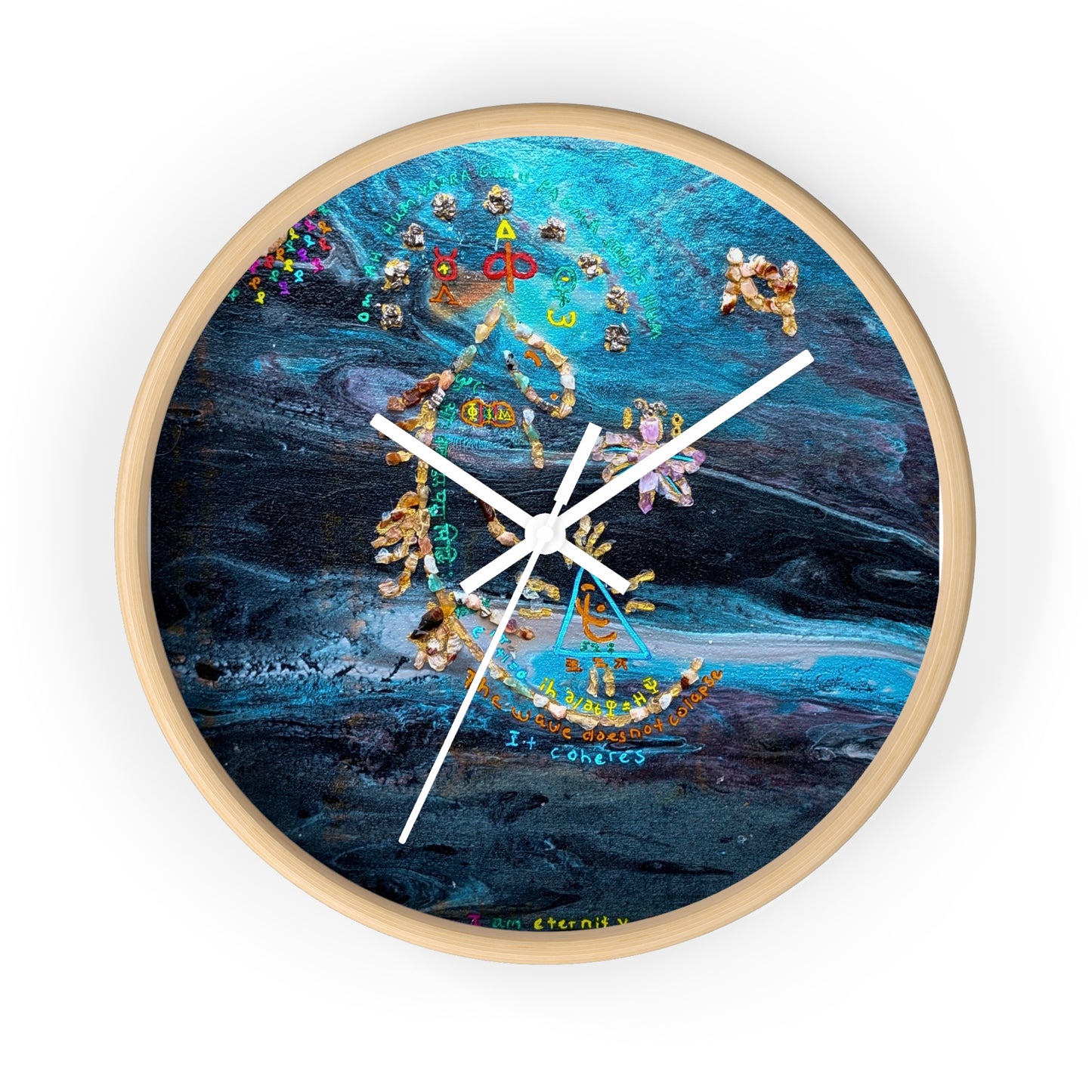 Abstract Ocean Zodiac Wall Clock — Nautical Blue Celestial Timepiece
