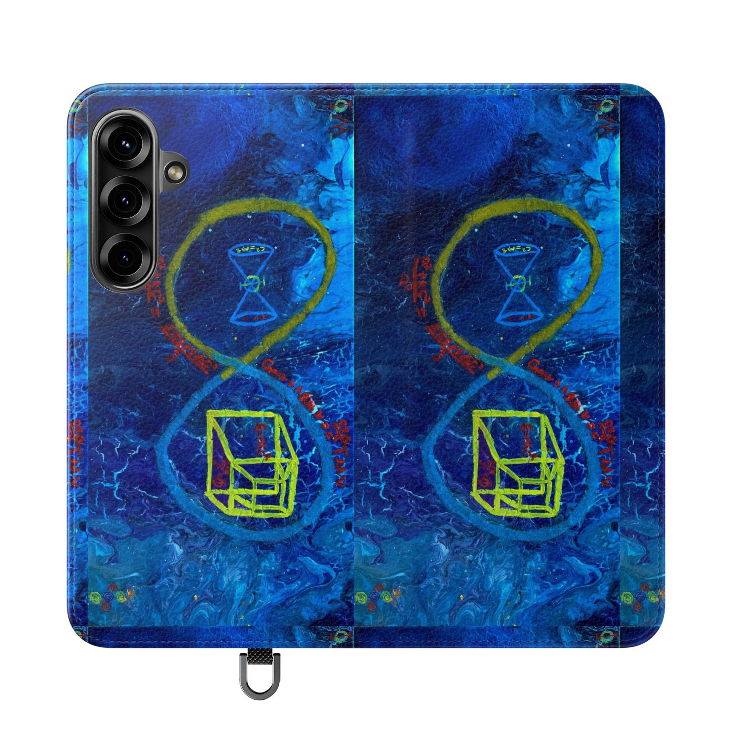 Artistic Flip Cases for Phone, Unique Blue Hourglass Design, Smartphone Wallet, Gift for Artists, Artsy Accessories