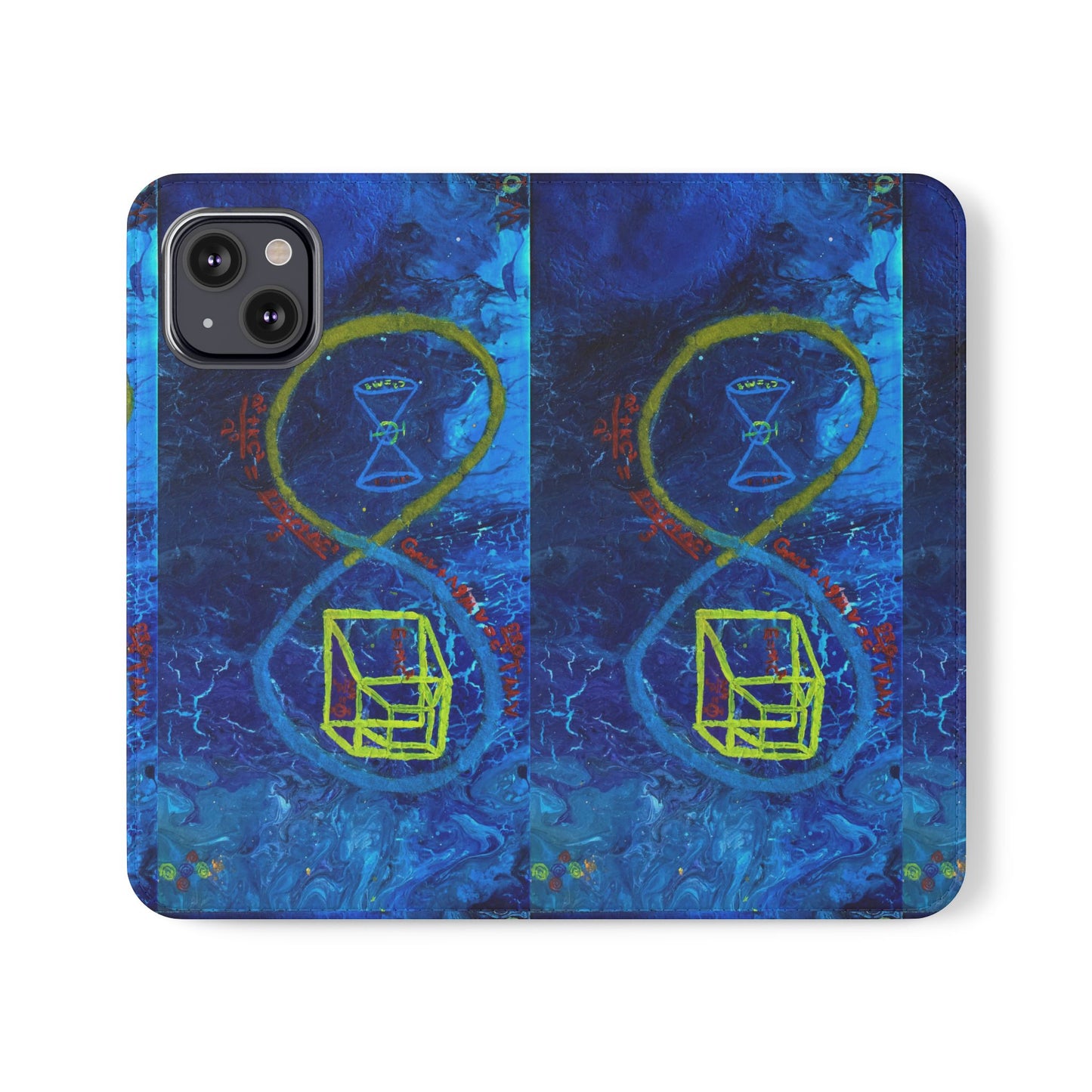 Artistic Flip Cases for Phone, Unique Blue Hourglass Design, Smartphone Wallet, Gift for Artists, Artsy Accessories