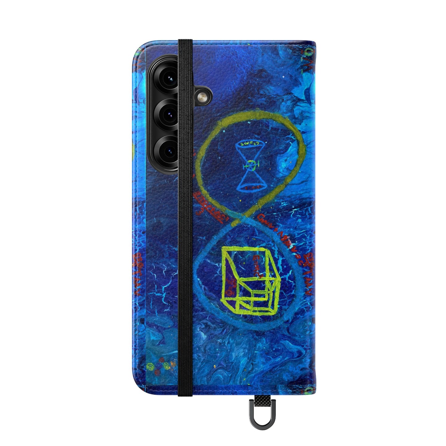 Artistic Flip Cases for Phone, Unique Blue Hourglass Design, Smartphone Wallet, Gift for Artists, Artsy Accessories