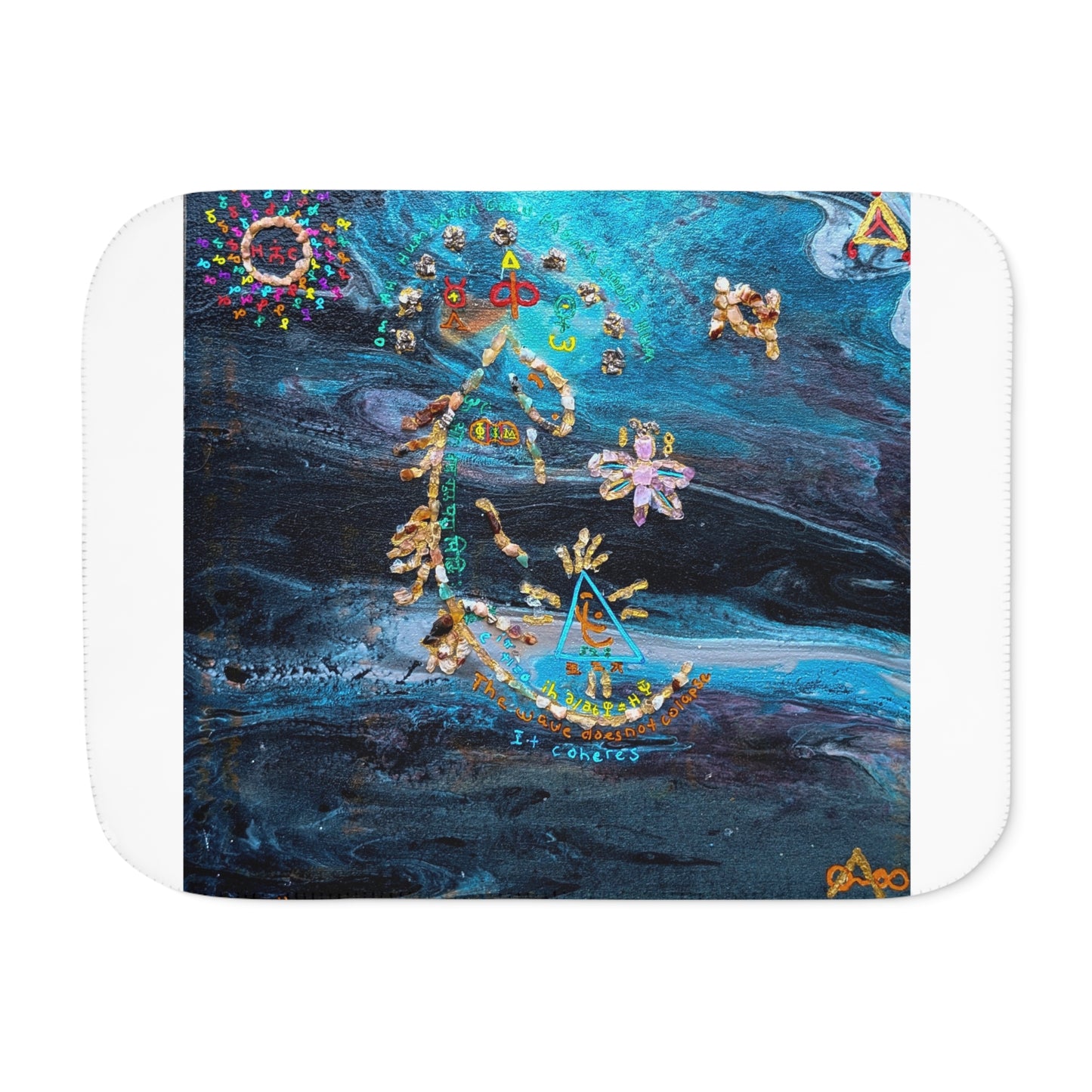 Celestial Moon Sherpa Blanket - Blue Galaxy Floral Crescent Design