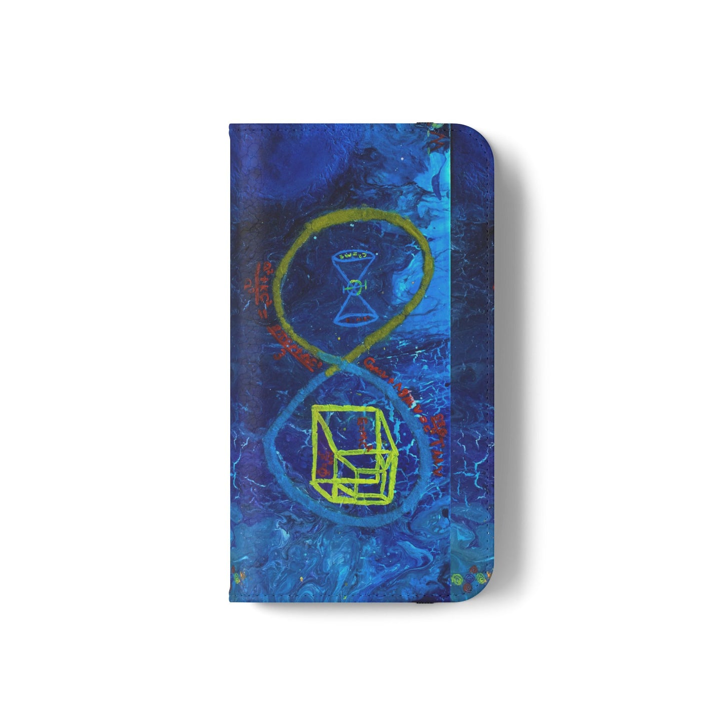 Artistic Flip Cases for Phone, Unique Blue Hourglass Design, Smartphone Wallet, Gift for Artists, Artsy Accessories