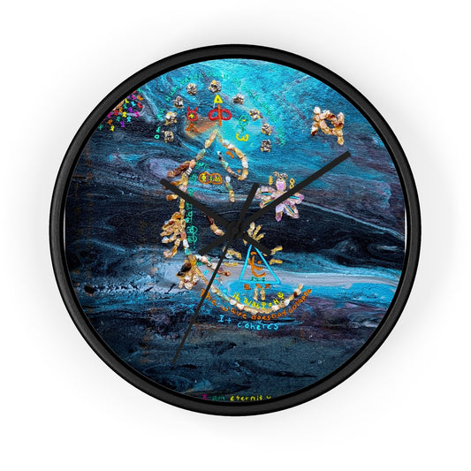 Abstract Ocean Zodiac Wall Clock — Nautical Blue Celestial Timepiece