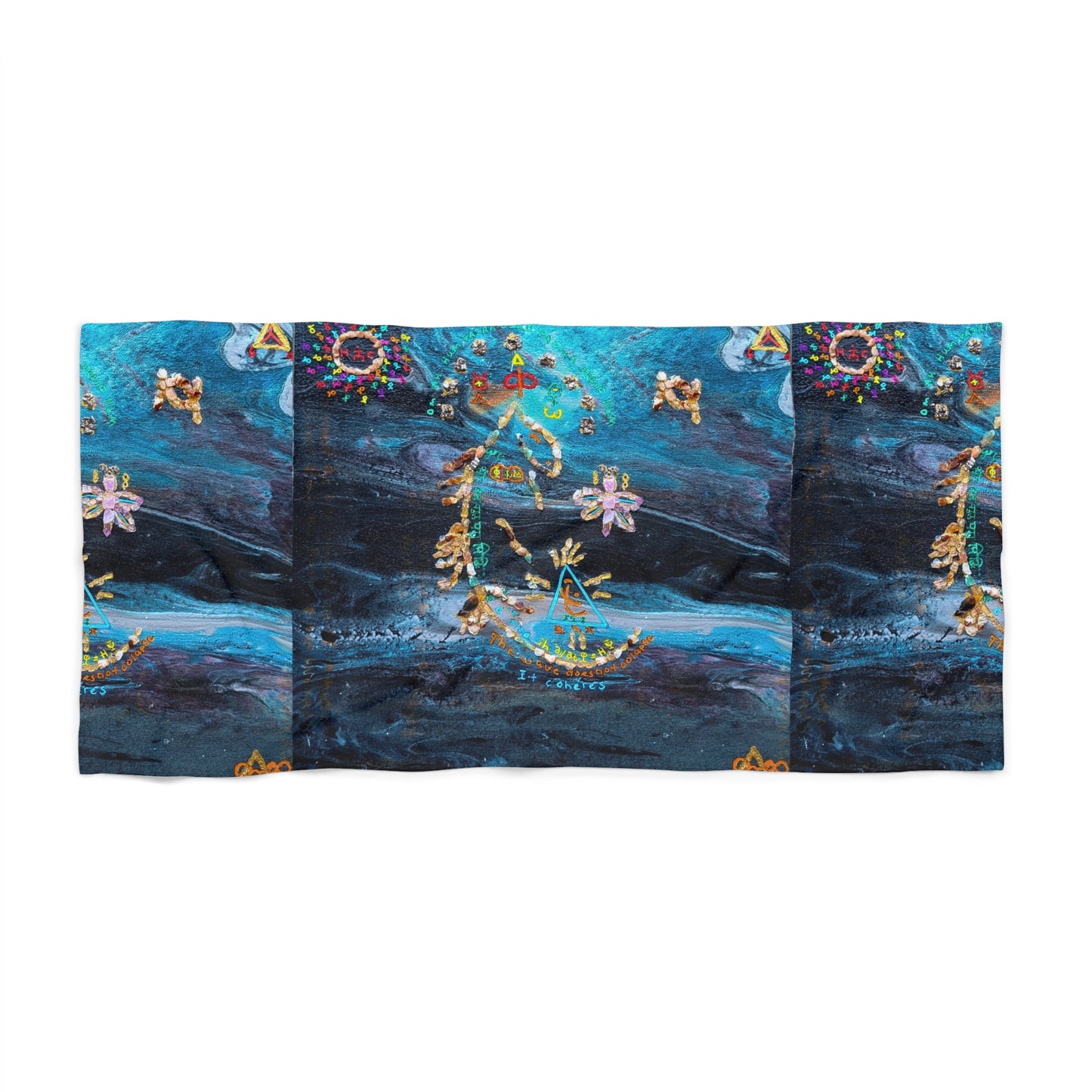 Ocean Dreamscape Beach Towel — Nautical Mermaid & Shell Art Print