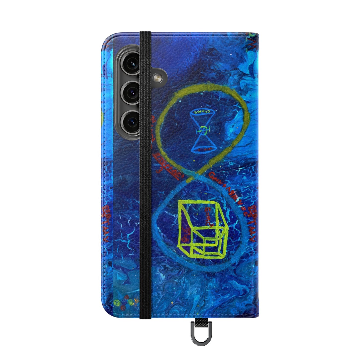 Artistic Flip Cases for Phone, Unique Blue Hourglass Design, Smartphone Wallet, Gift for Artists, Artsy Accessories