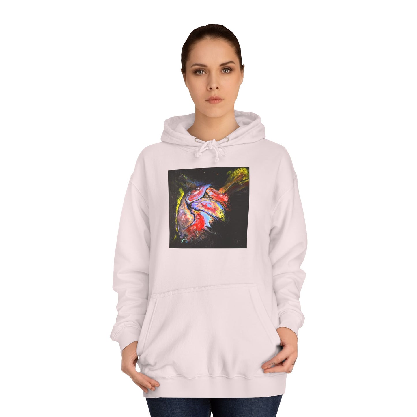 Artistic Heart Unisex Hoodie, Cozy College Apparel, Unique Design, Everyday Wear, Great Gift for Students, Colorful Graphic