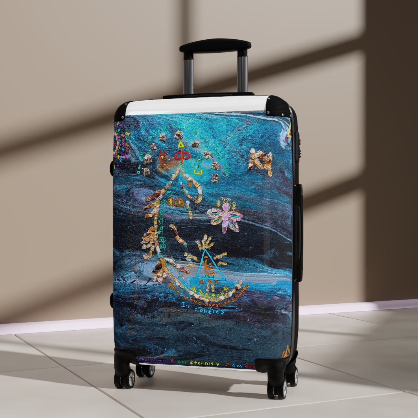Suitcase - Nautical Blue Artistic Moon & Stars Carry-On Luggage