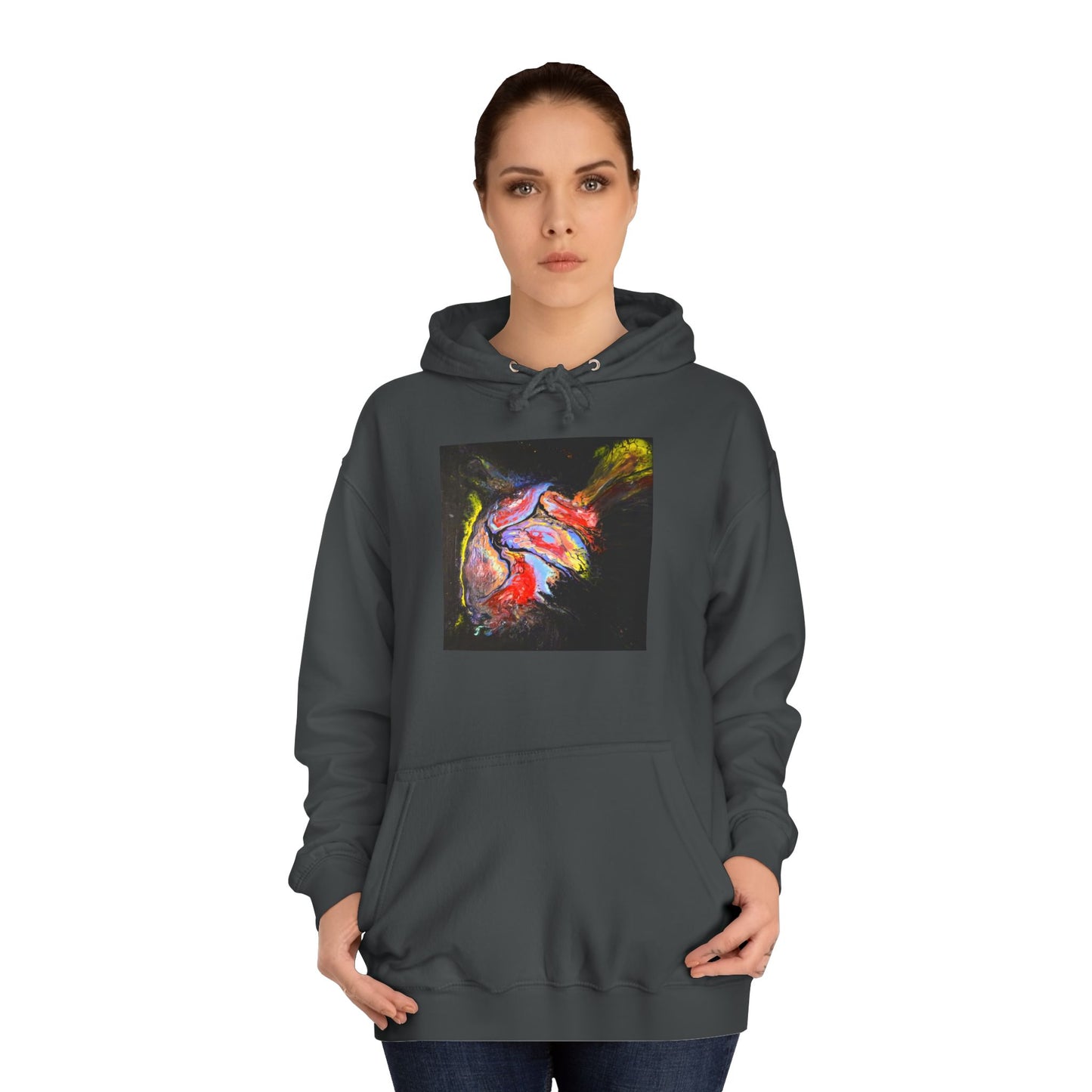 Artistic Heart Unisex Hoodie, Cozy College Apparel, Unique Design, Everyday Wear, Great Gift for Students, Colorful Graphic