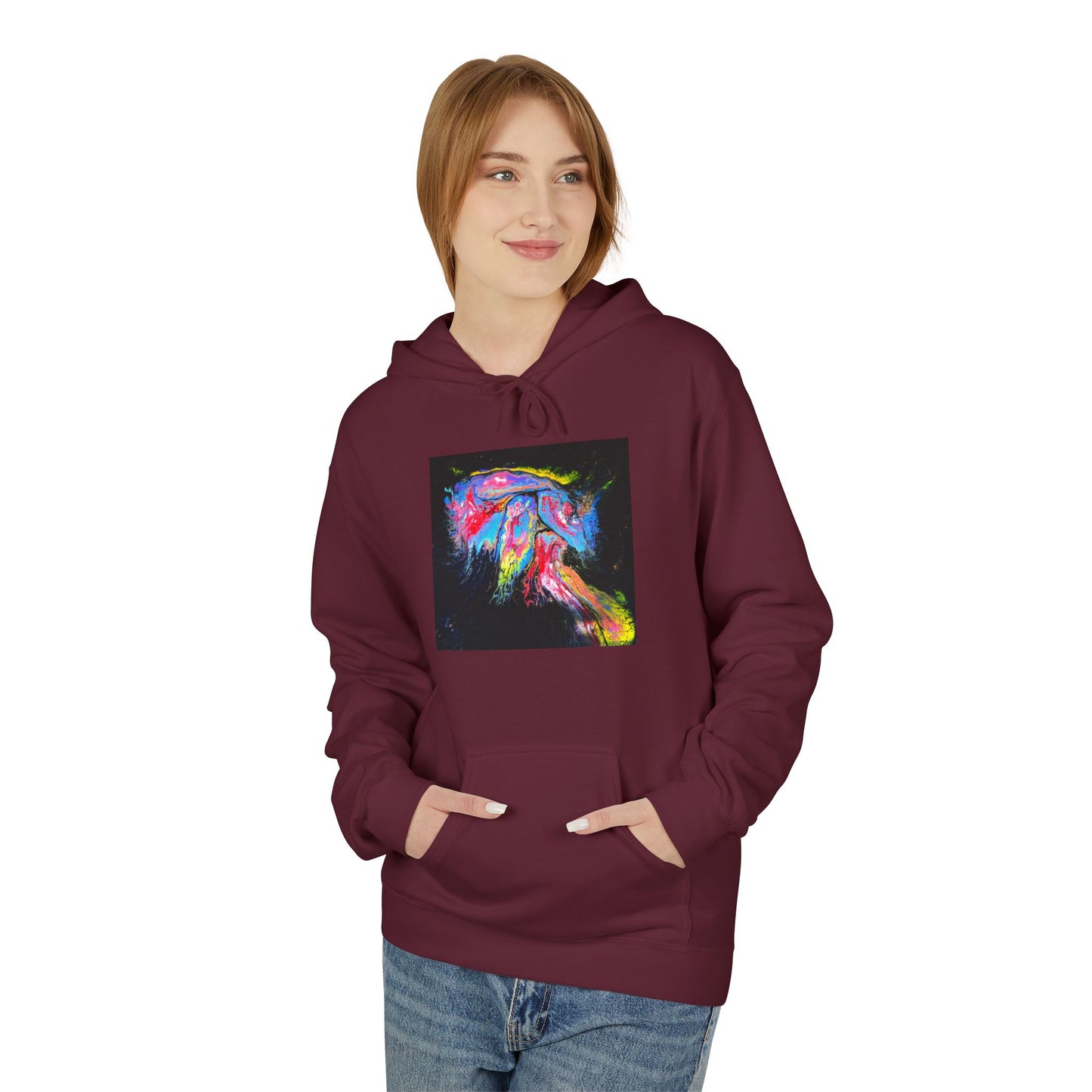Vibrant Artistic Hoodie, Colorful Fleece Sweatshirt for Art Lovers, Cozy Casual Wear, Unique Gift for Birthdays, Creative Apparel