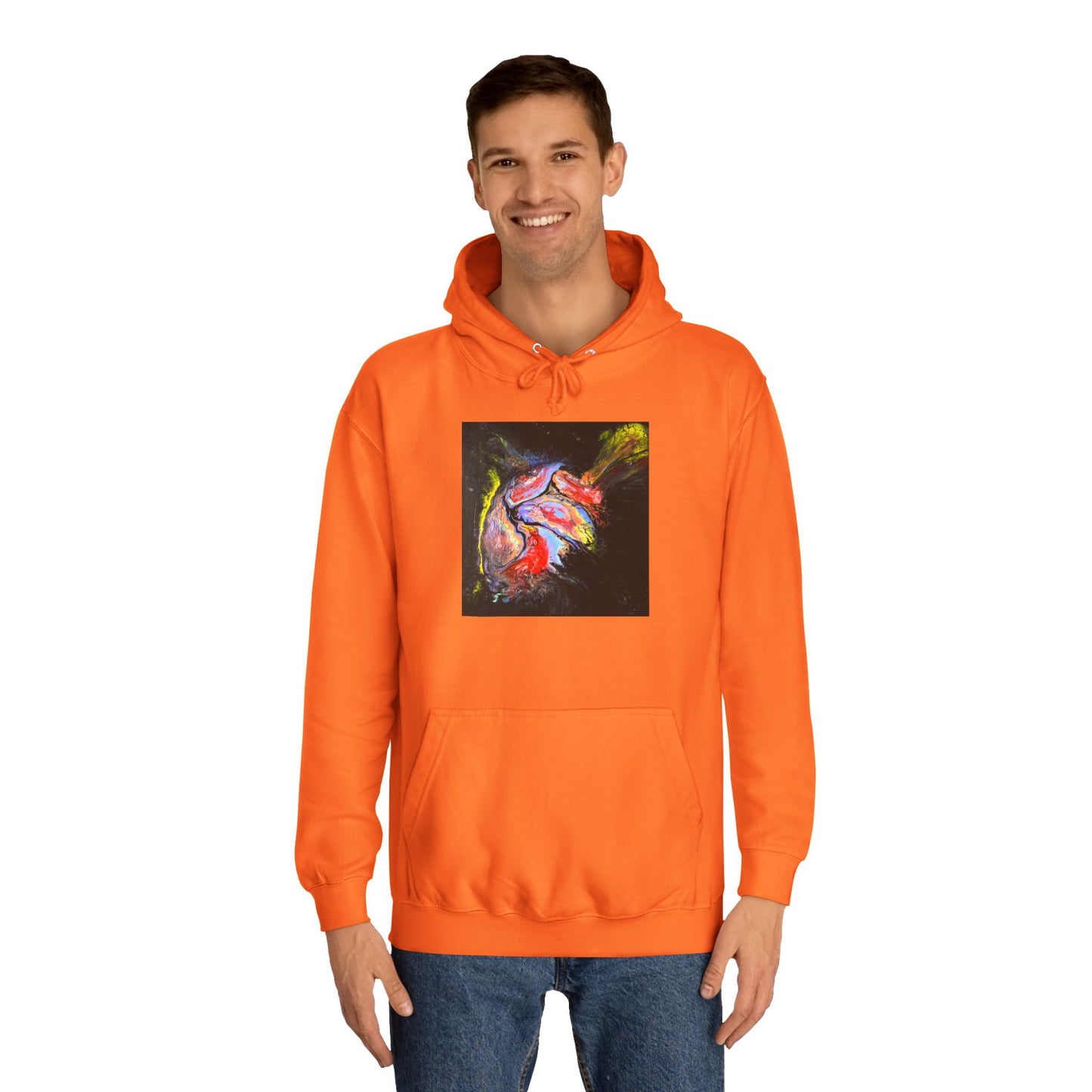 Artistic Heart Unisex Hoodie, Cozy College Apparel, Unique Design, Everyday Wear, Great Gift for Students, Colorful Graphic