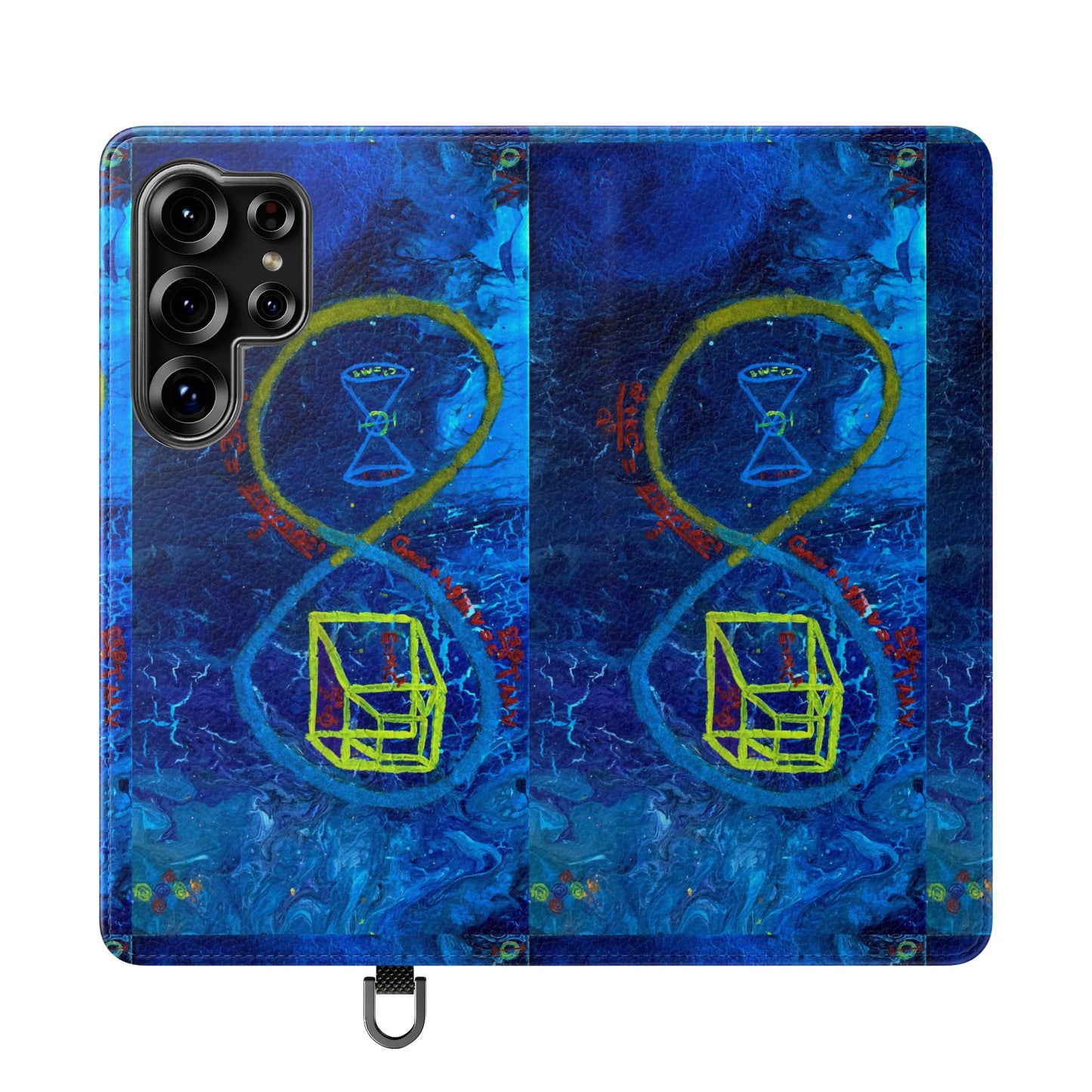Artistic Flip Cases for Phone, Unique Blue Hourglass Design, Smartphone Wallet, Gift for Artists, Artsy Accessories