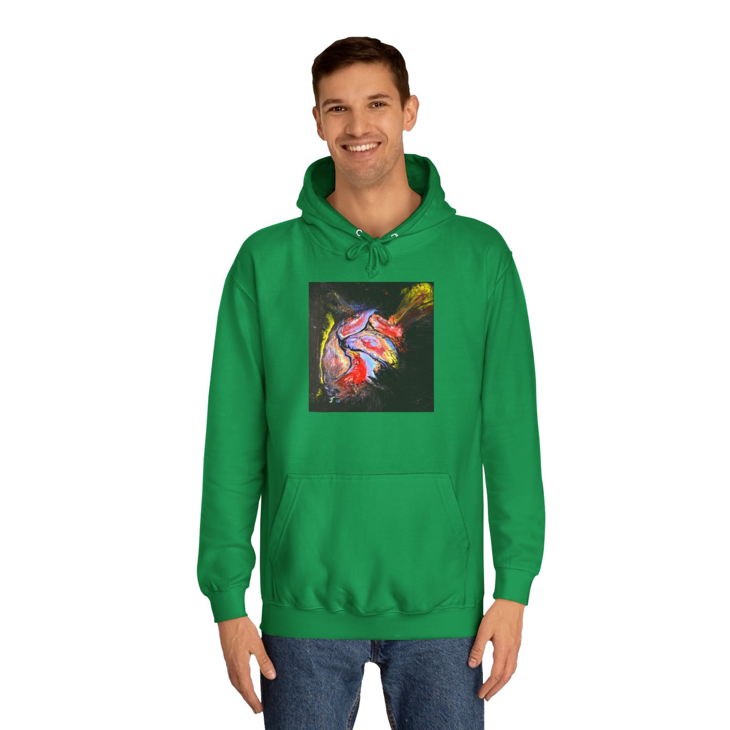 Artistic Heart Unisex Hoodie, Cozy College Apparel, Unique Design, Everyday Wear, Great Gift for Students, Colorful Graphic