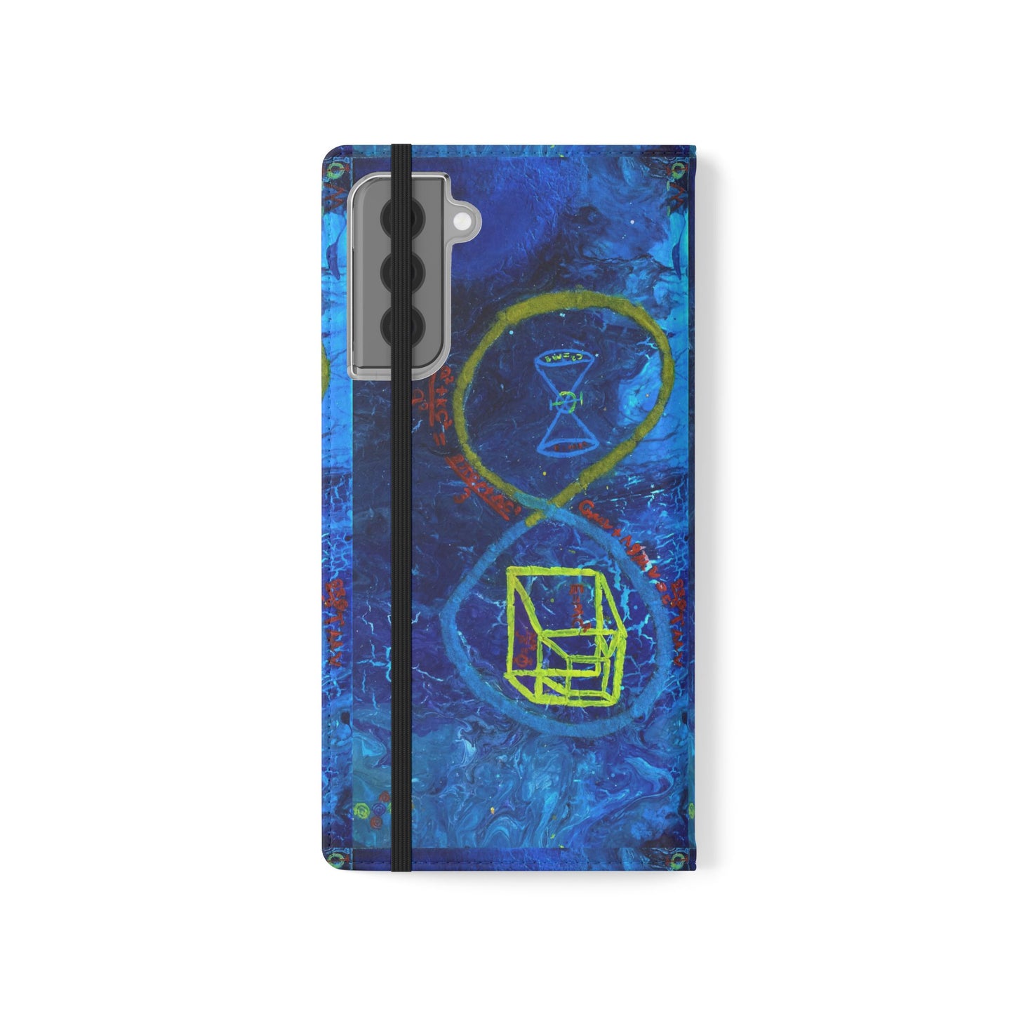 Artistic Flip Cases for Phone, Unique Blue Hourglass Design, Smartphone Wallet, Gift for Artists, Artsy Accessories