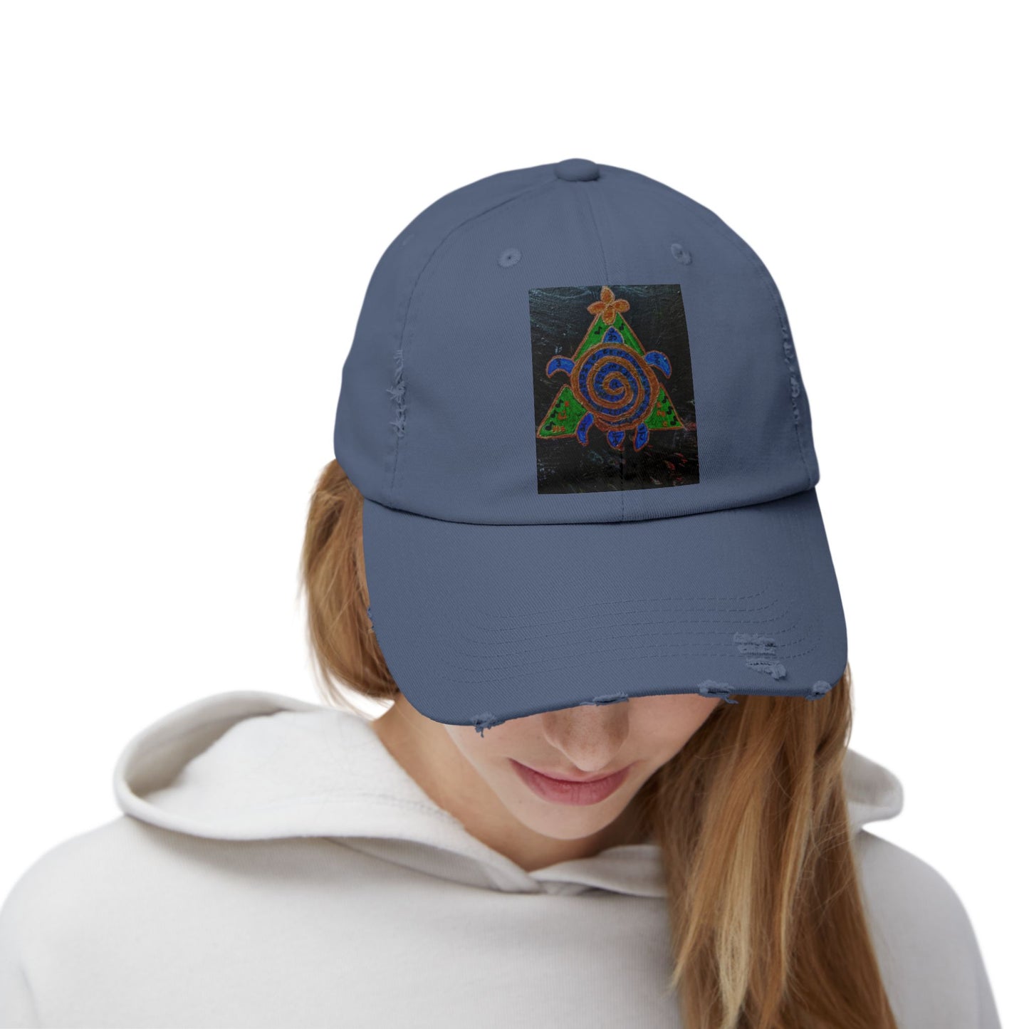 Spiraled Art Distressed Cap, Unisex Hat, Trendy Cap for Every Occasion, Gift for Him or Her, Festival Headwear, Casual Accessories