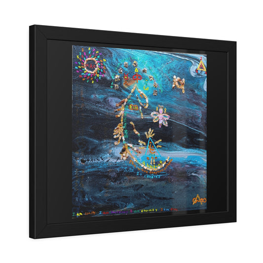 Framed Abstract Moon Art Print — Blue Celestial Poster