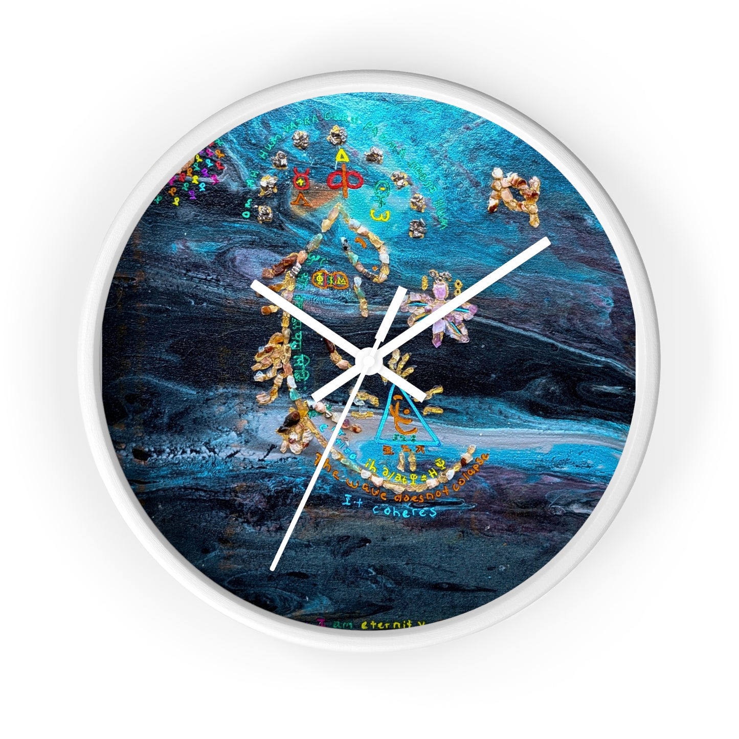 Abstract Ocean Zodiac Wall Clock — Nautical Blue Celestial Timepiece