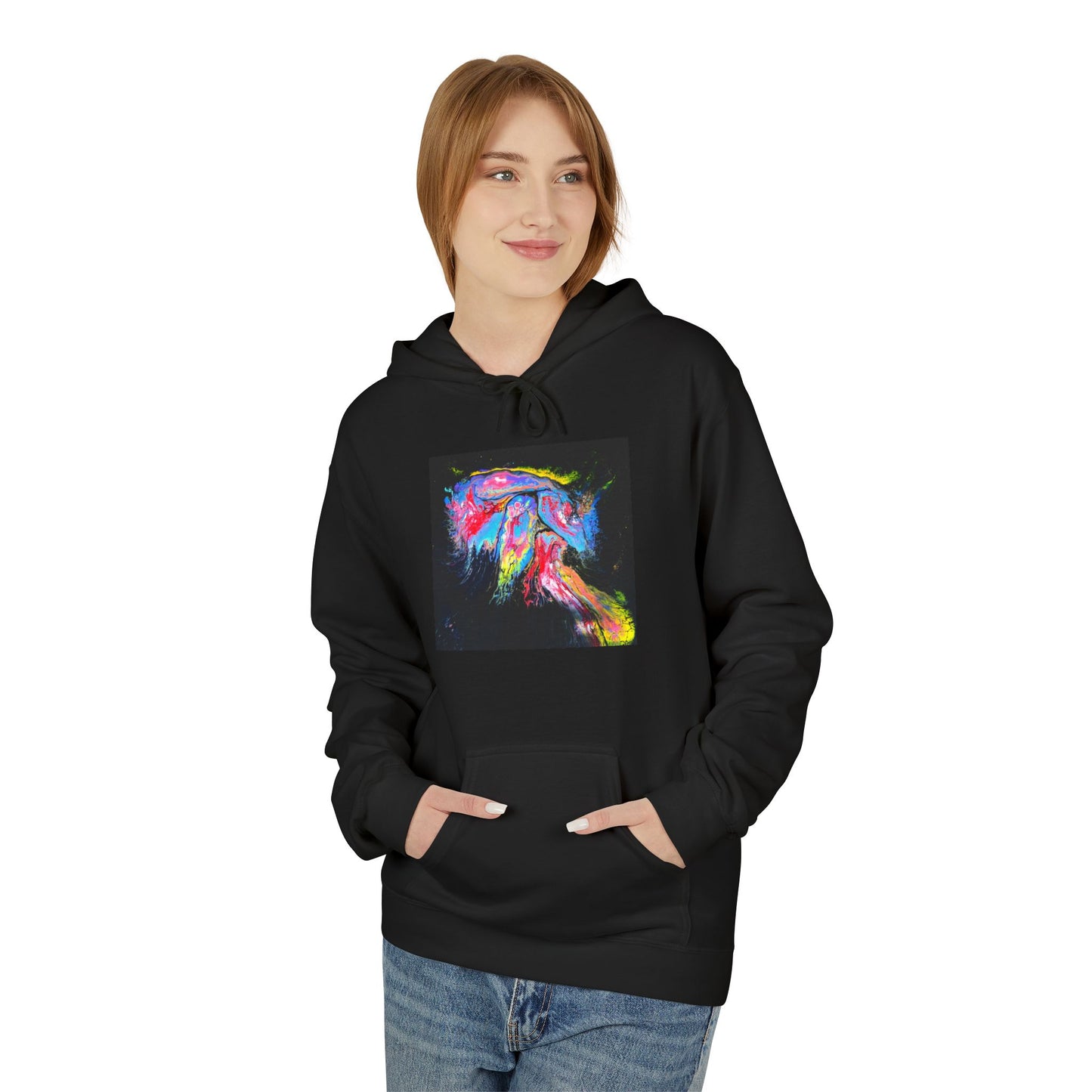 Vibrant Artistic Hoodie, Colorful Fleece Sweatshirt for Art Lovers, Cozy Casual Wear, Unique Gift for Birthdays, Creative Apparel