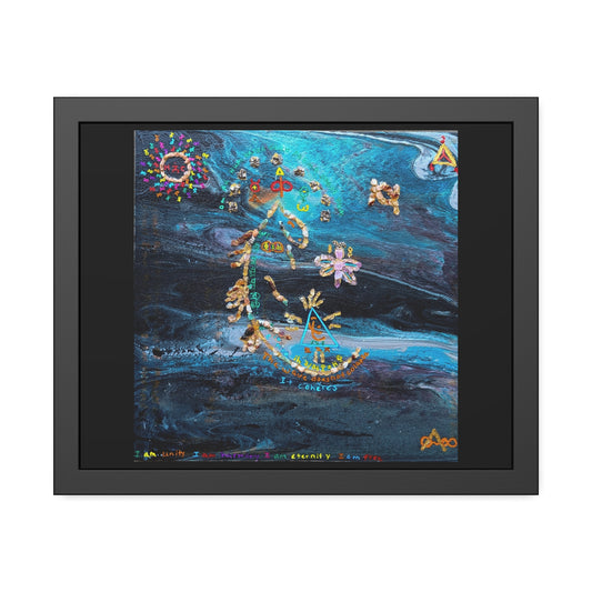 Framed Abstract Moon Art Print — Blue Celestial Poster