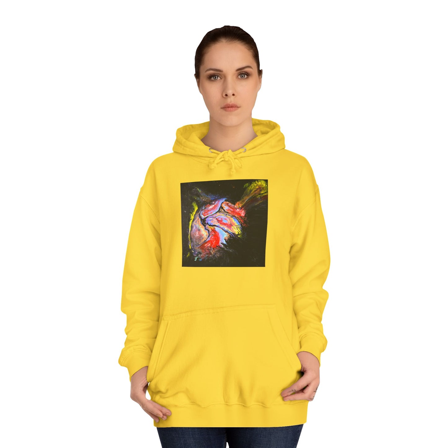 Artistic Heart Unisex Hoodie, Cozy College Apparel, Unique Design, Everyday Wear, Great Gift for Students, Colorful Graphic