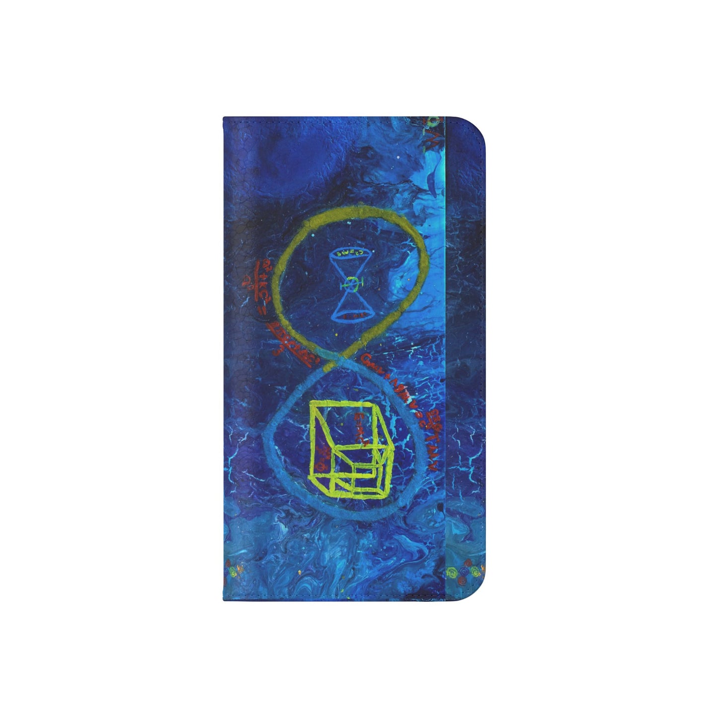 Artistic Flip Cases for Phone, Unique Blue Hourglass Design, Smartphone Wallet, Gift for Artists, Artsy Accessories