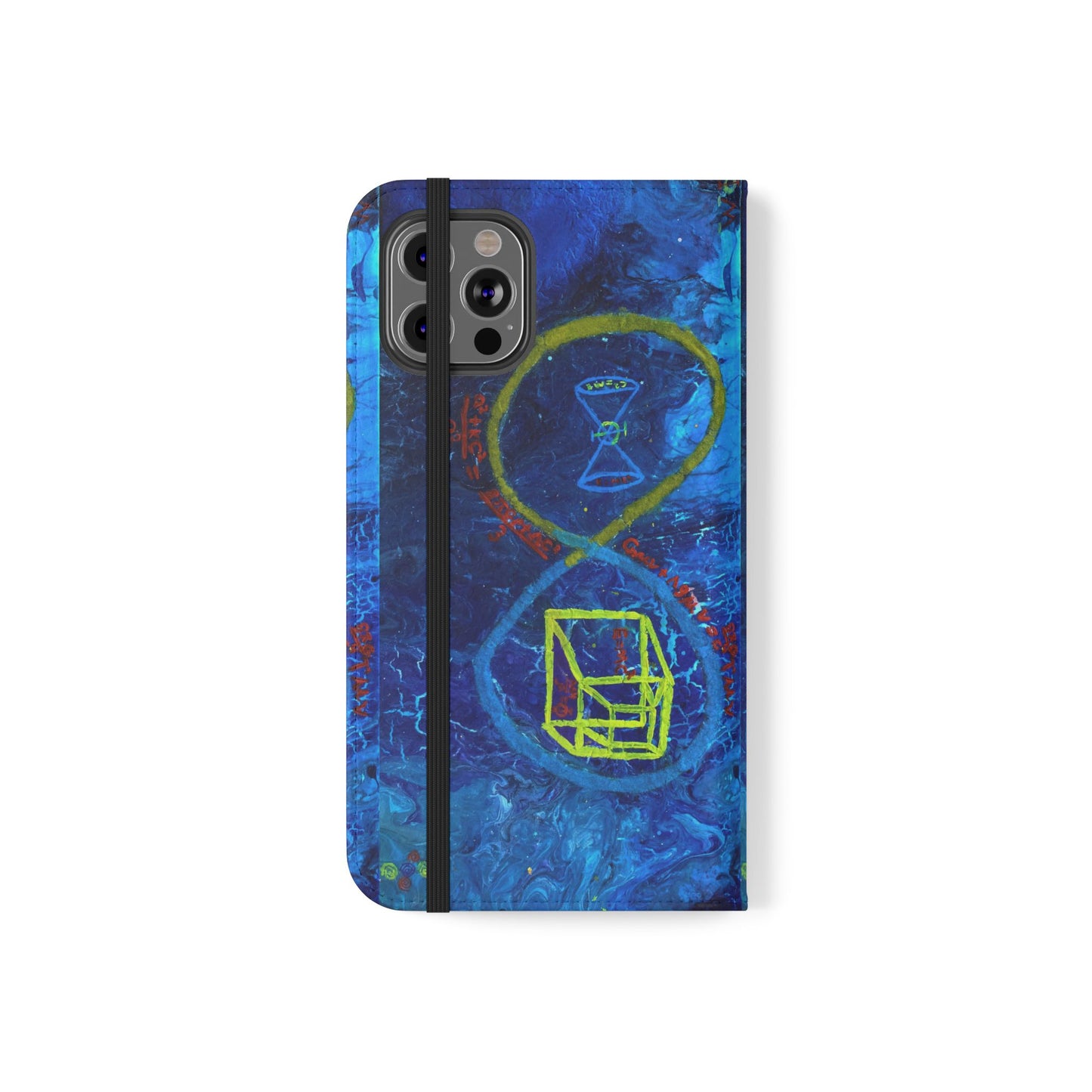 Artistic Flip Cases for Phone, Unique Blue Hourglass Design, Smartphone Wallet, Gift for Artists, Artsy Accessories