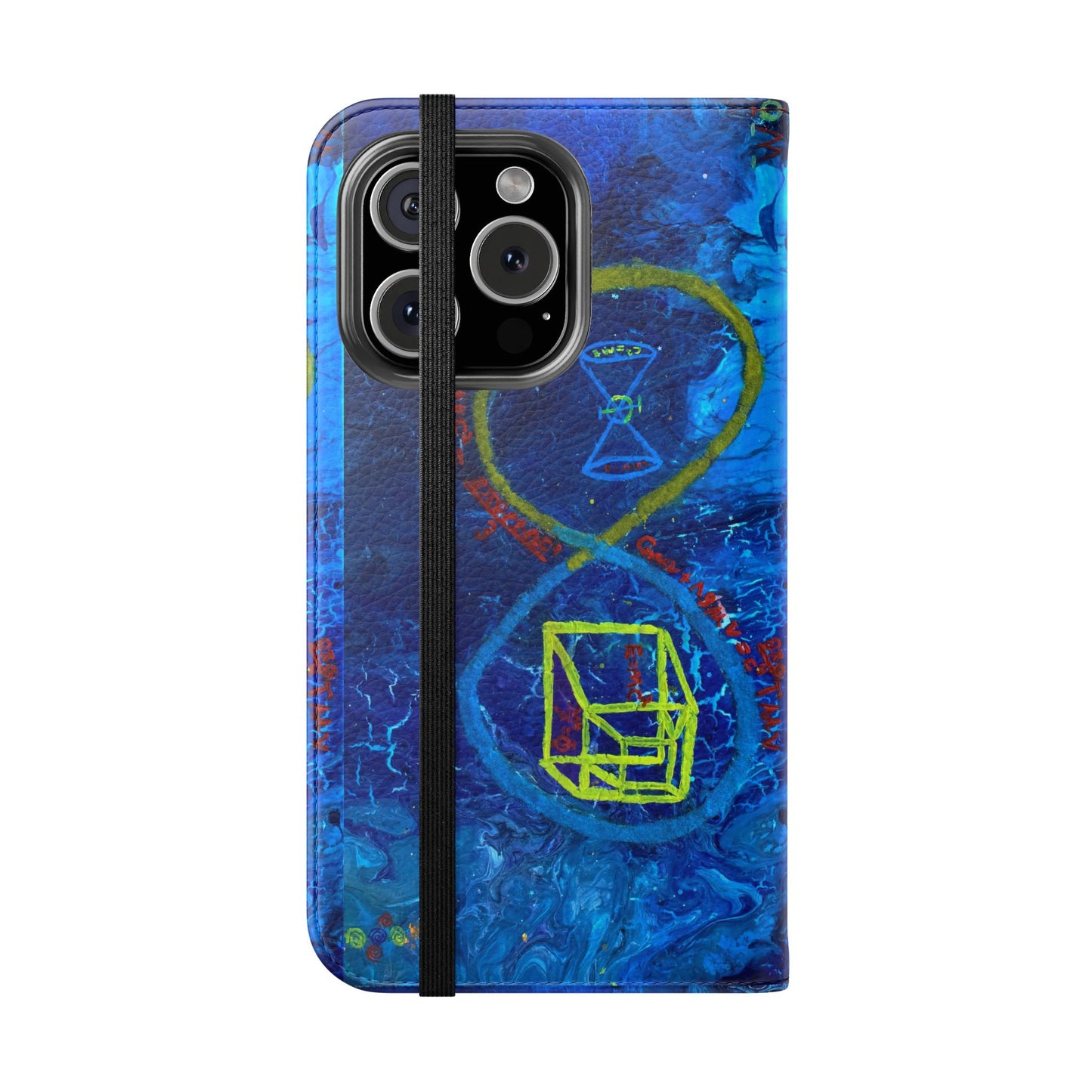 Artistic Flip Cases for Phone, Unique Blue Hourglass Design, Smartphone Wallet, Gift for Artists, Artsy Accessories