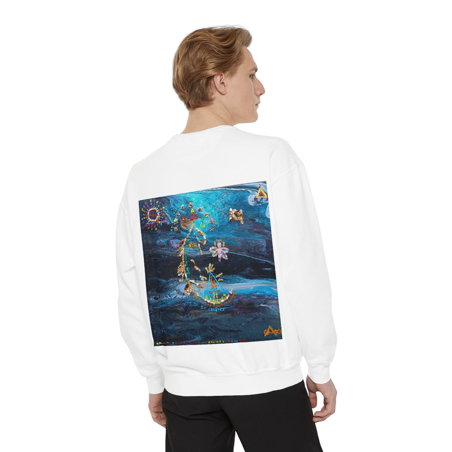 Celestial Garden Sweatshirt — Floral Moon & Stars Art Pullover