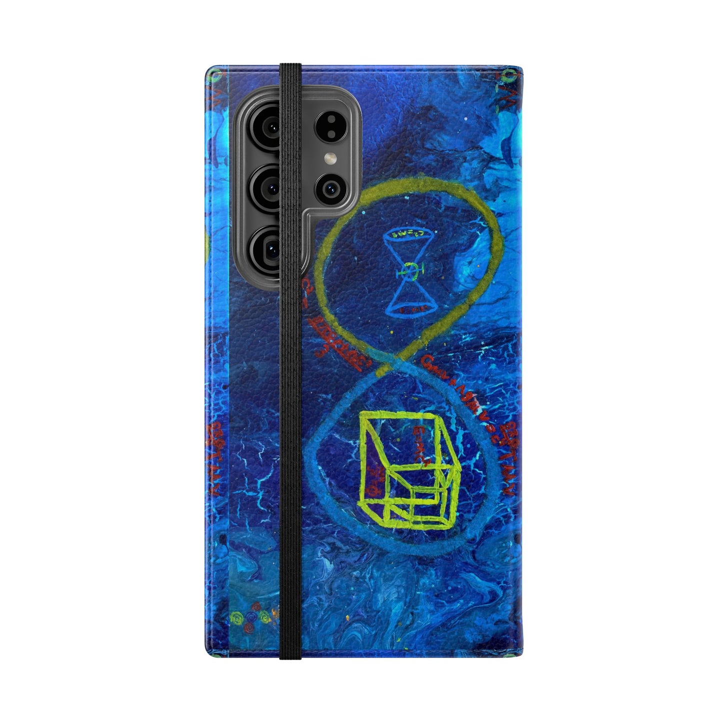 Artistic Flip Cases for Phone, Unique Blue Hourglass Design, Smartphone Wallet, Gift for Artists, Artsy Accessories