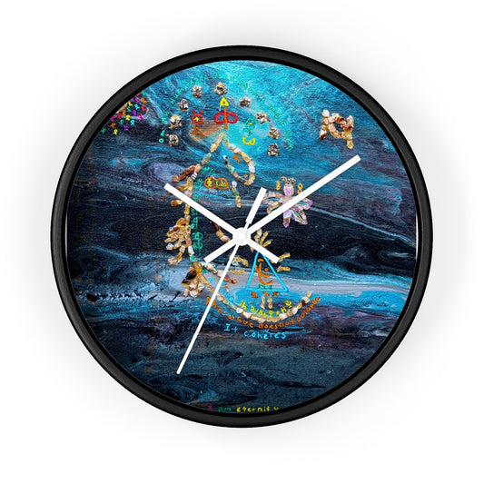 Abstract Ocean Zodiac Wall Clock — Nautical Blue Celestial Timepiece