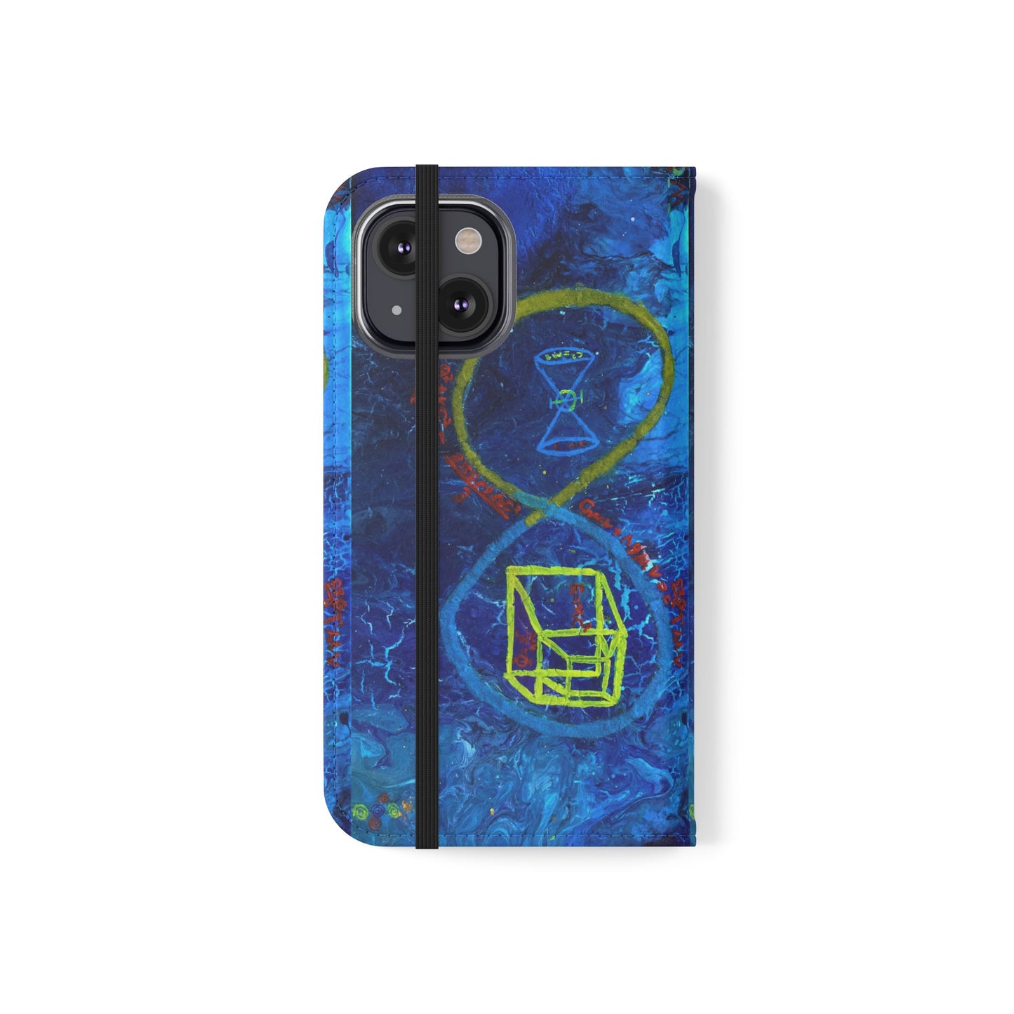 Artistic Flip Cases for Phone, Unique Blue Hourglass Design, Smartphone Wallet, Gift for Artists, Artsy Accessories