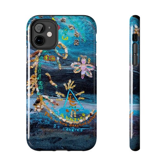 Tough Phone Case — Abstract Ocean Blue Art with Gold Accents