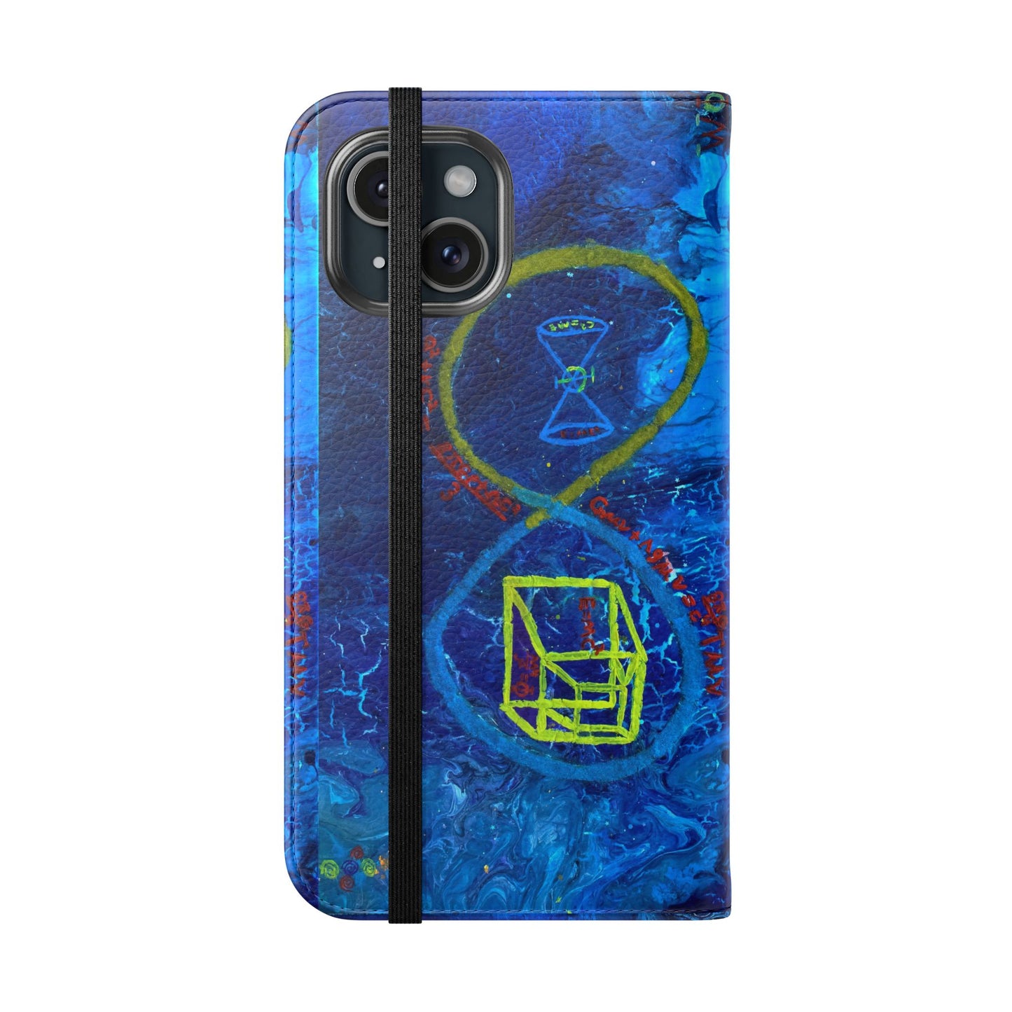 Artistic Flip Cases for Phone, Unique Blue Hourglass Design, Smartphone Wallet, Gift for Artists, Artsy Accessories