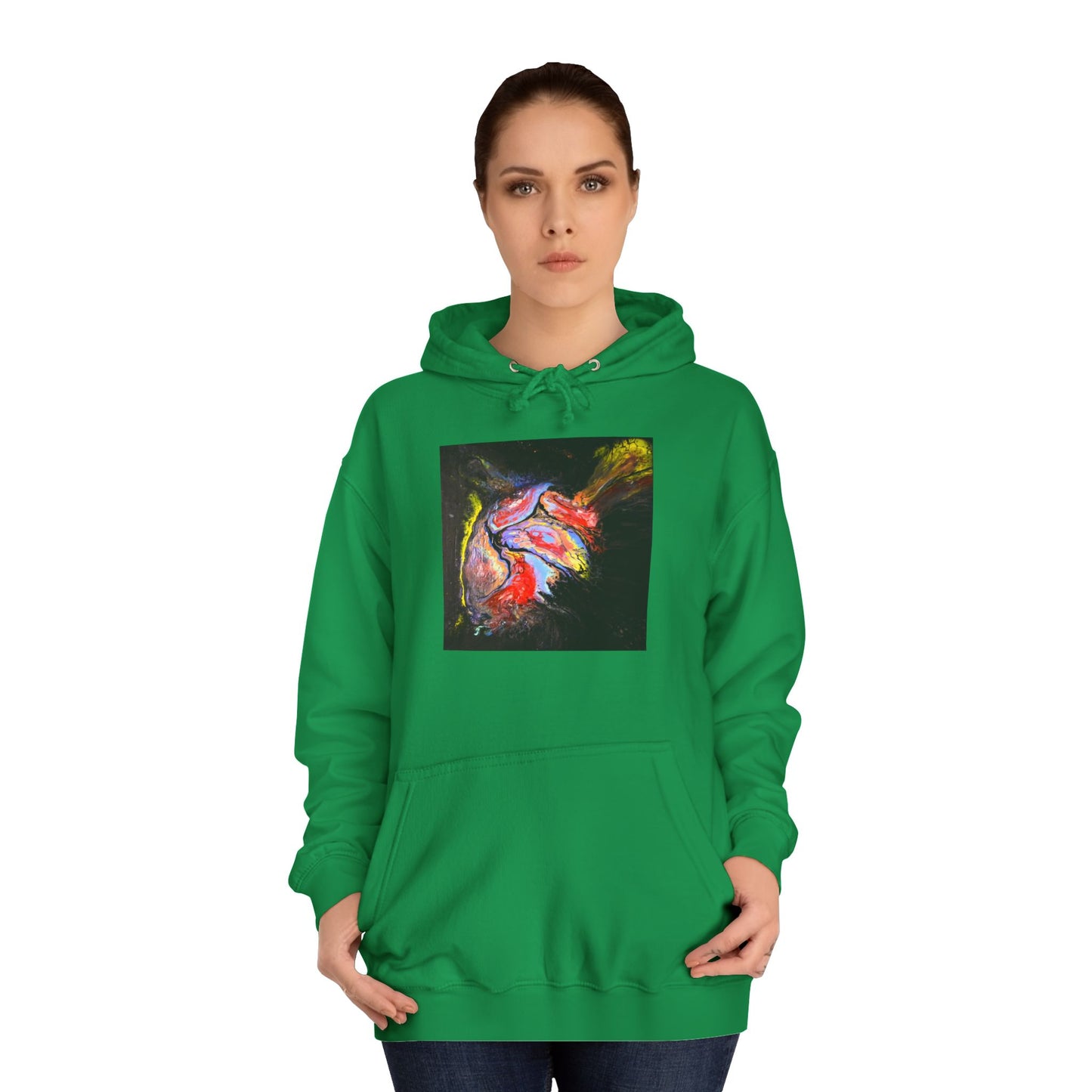 Artistic Heart Unisex Hoodie, Cozy College Apparel, Unique Design, Everyday Wear, Great Gift for Students, Colorful Graphic