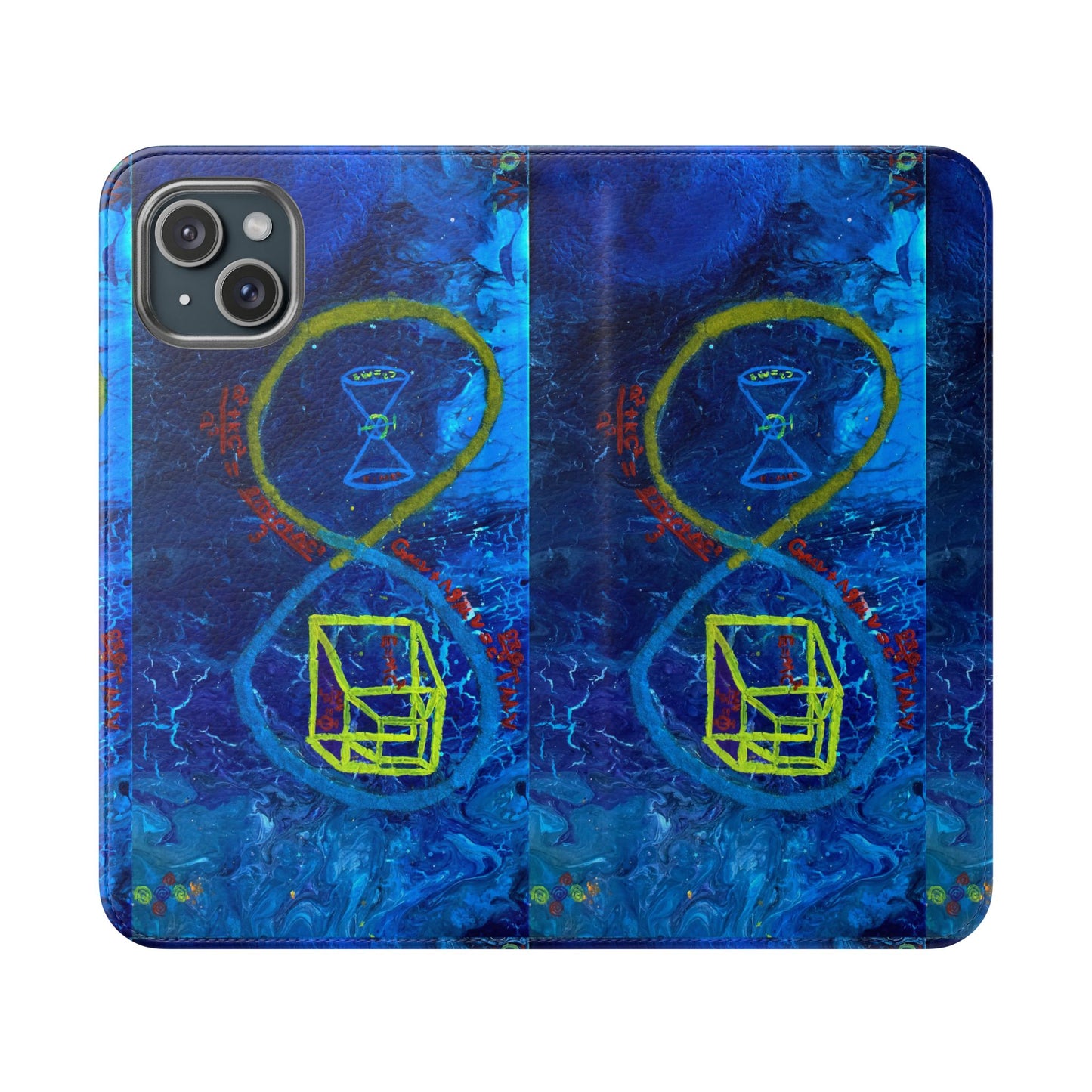 Artistic Flip Cases for Phone, Unique Blue Hourglass Design, Smartphone Wallet, Gift for Artists, Artsy Accessories