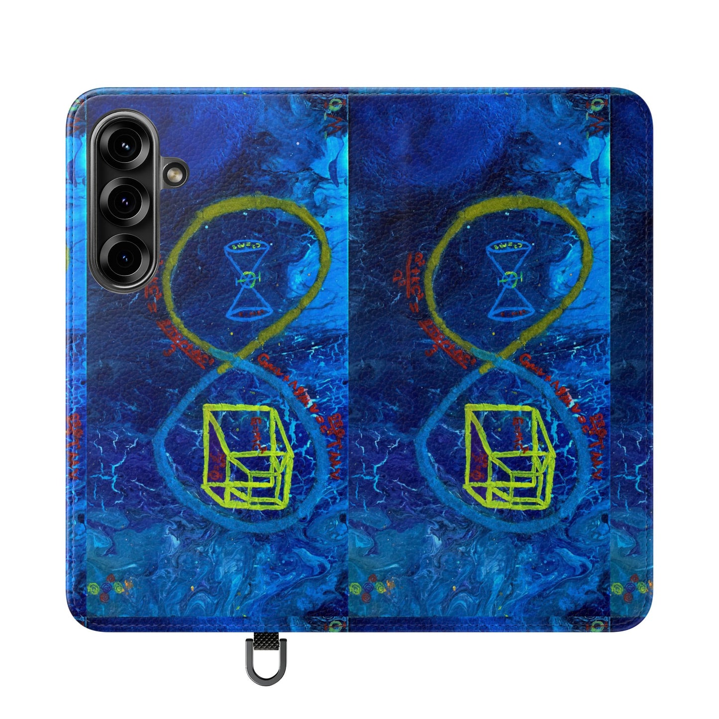 Artistic Flip Cases for Phone, Unique Blue Hourglass Design, Smartphone Wallet, Gift for Artists, Artsy Accessories