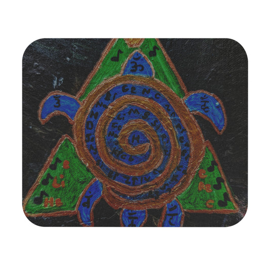 Artistic Turtle Mouse Pad, Bohemian Desk Accessory, Eco-Friendly Office Décor, Unique Gift for Students, Nature Inspired Home Office
