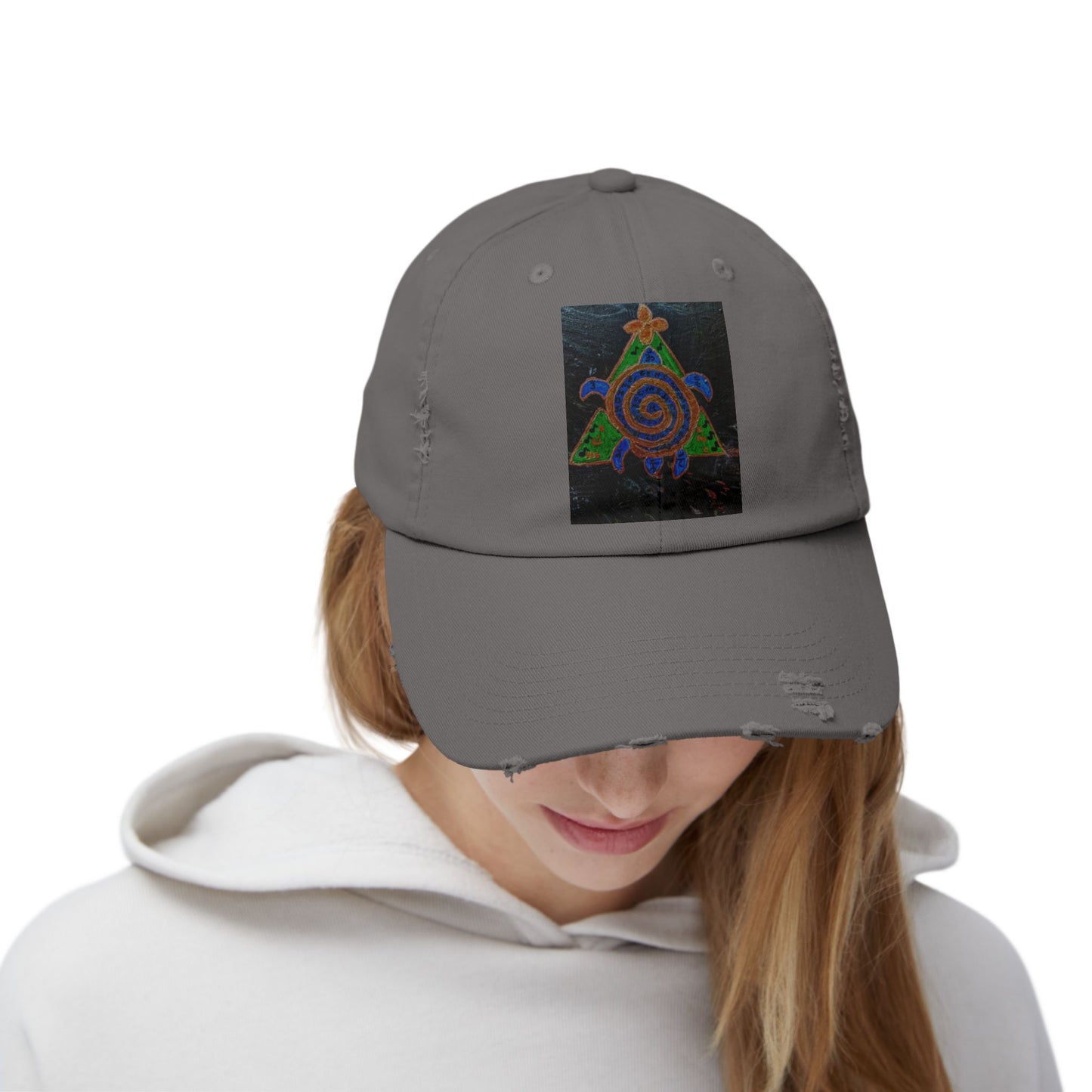 Spiraled Art Distressed Cap, Unisex Hat, Trendy Cap for Every Occasion, Gift for Him or Her, Festival Headwear, Casual Accessories