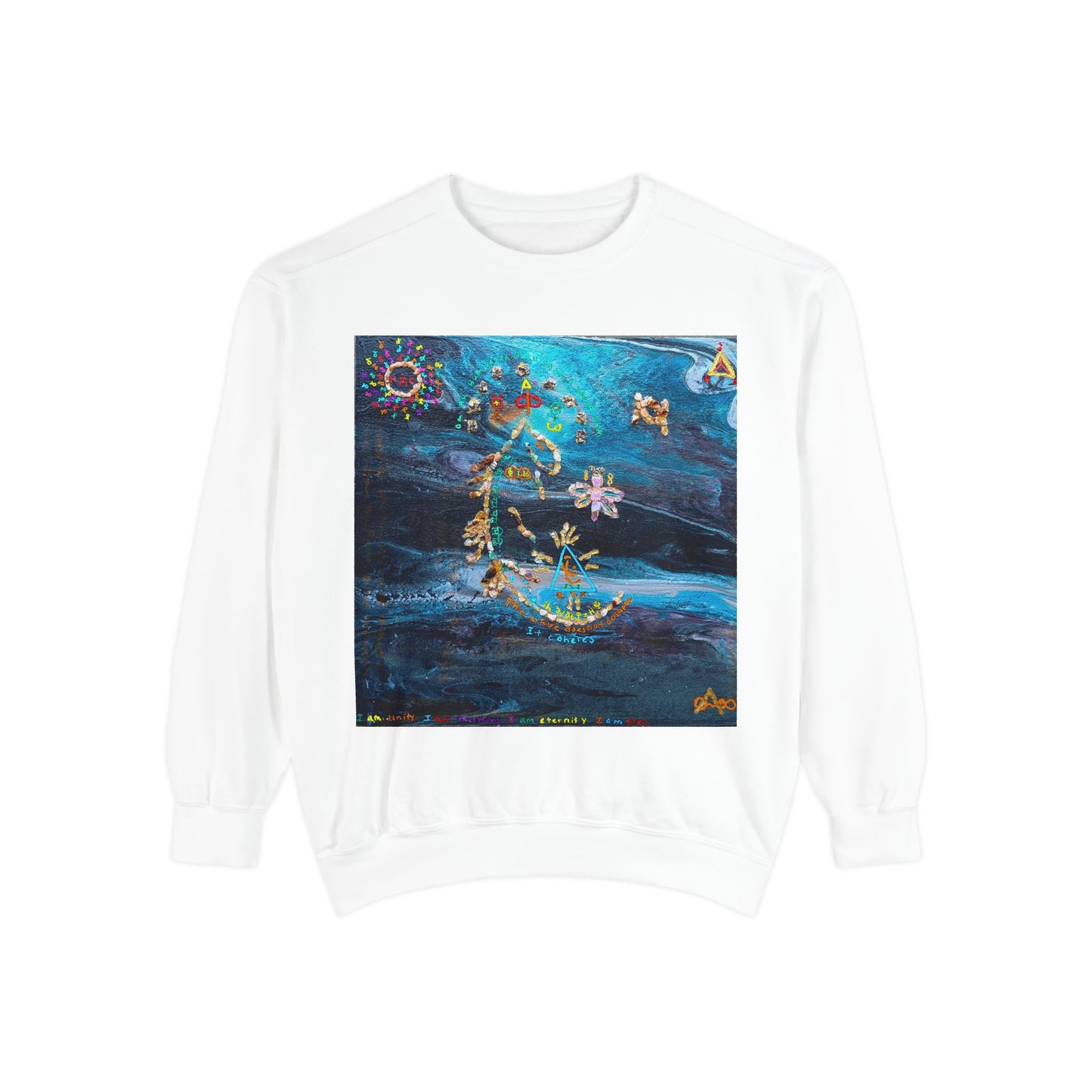 Celestial Garden Sweatshirt — Floral Moon & Stars Art Pullover