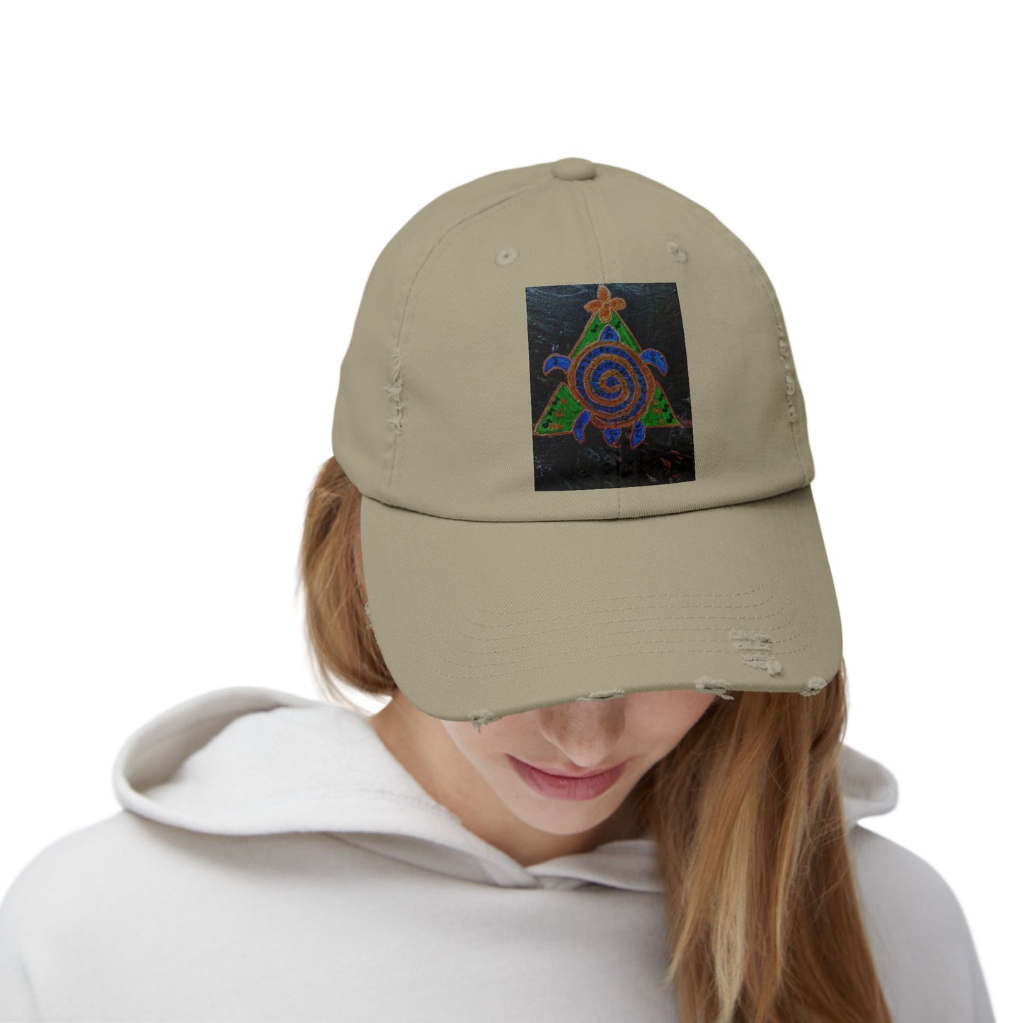 Spiraled Art Distressed Cap, Unisex Hat, Trendy Cap for Every Occasion, Gift for Him or Her, Festival Headwear, Casual Accessories